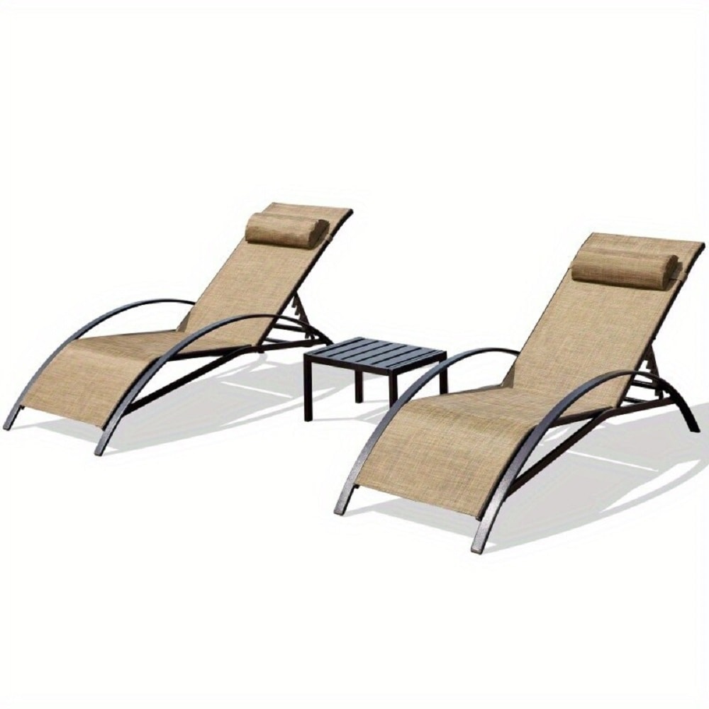 EROMMY HWLC-065BN Chair Set of 2 brown Steel Frame Glider Conversation Chair with Slat Seat