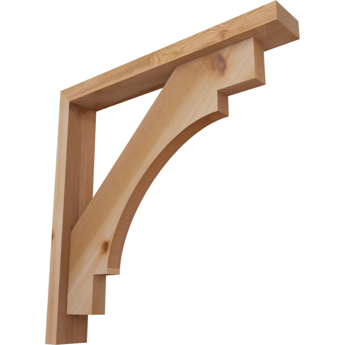 Ekena Millwork 1463123 Merced Block Smooth Bracket with Offset Brace 3-1/2-in x 24-in x 24-in Western red cedar Brown Wood Standard bracket