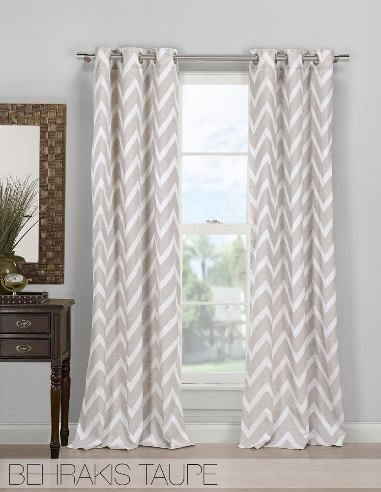 Lined Grommet Curtain Panel, Mint Green Chevron Curtains
