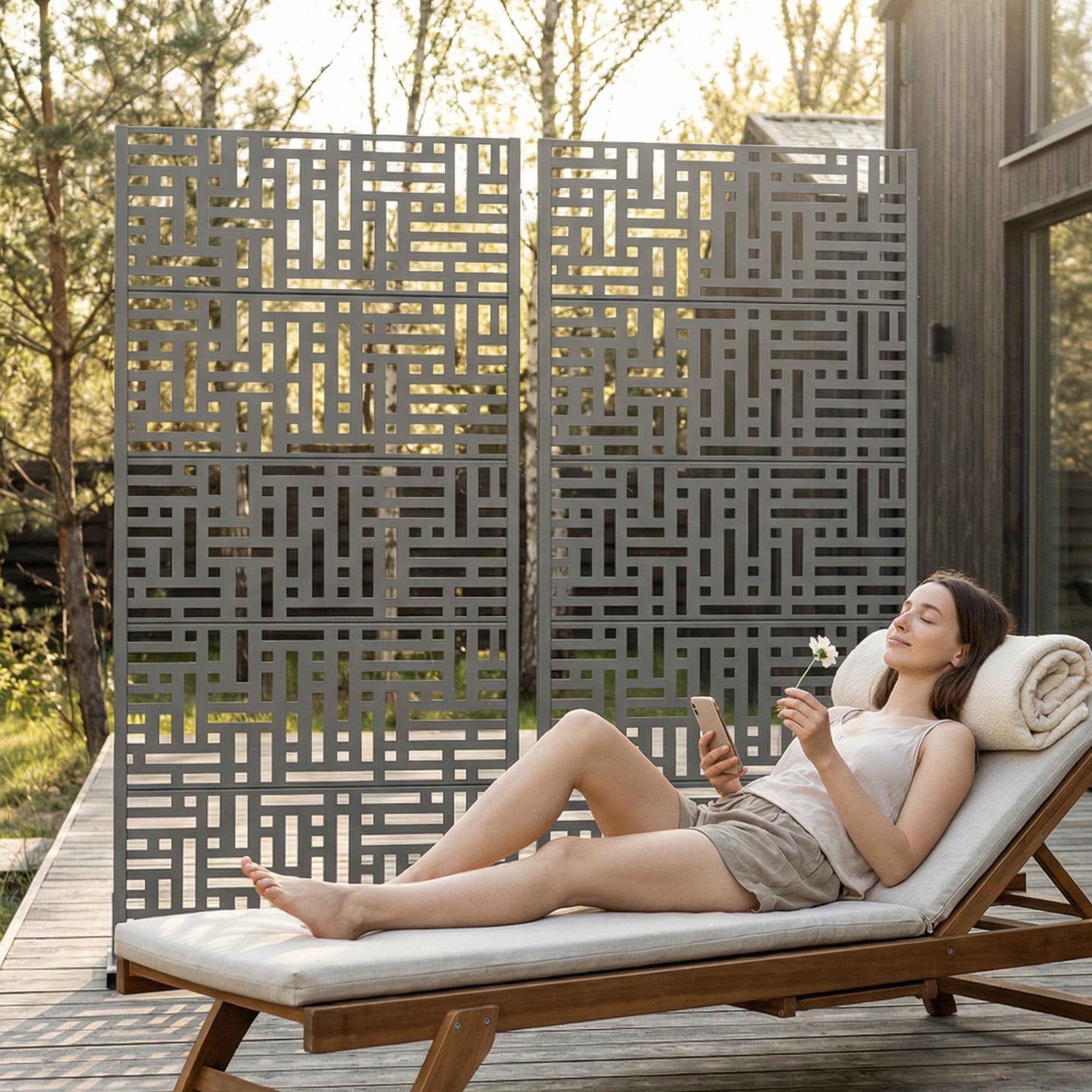 Lirago Metal Privacy Screen Freestanding Outdoor Privacy Fence Panel ...