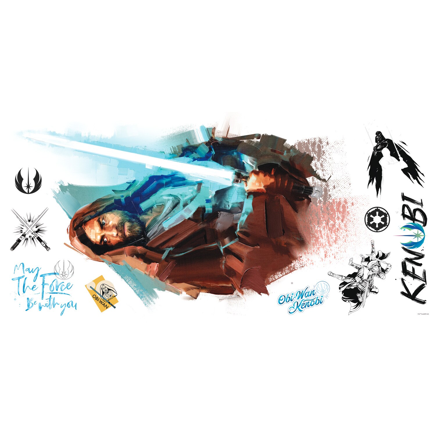 Obi Wan Kenobi Painted Peel And Stick Giant Wall Decals