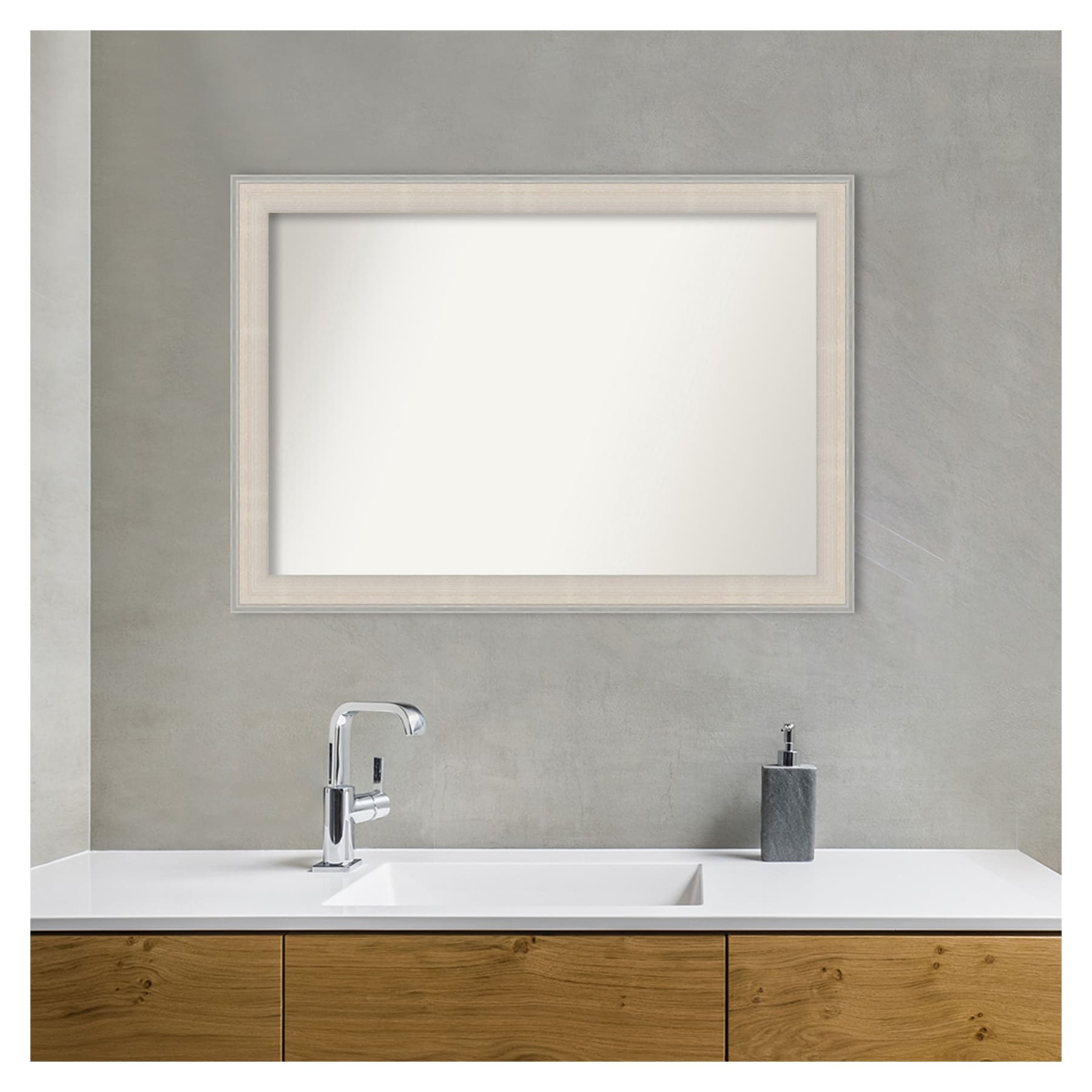 Cottage White Silver Framed Rectangular Bathroom Vanity Mirror