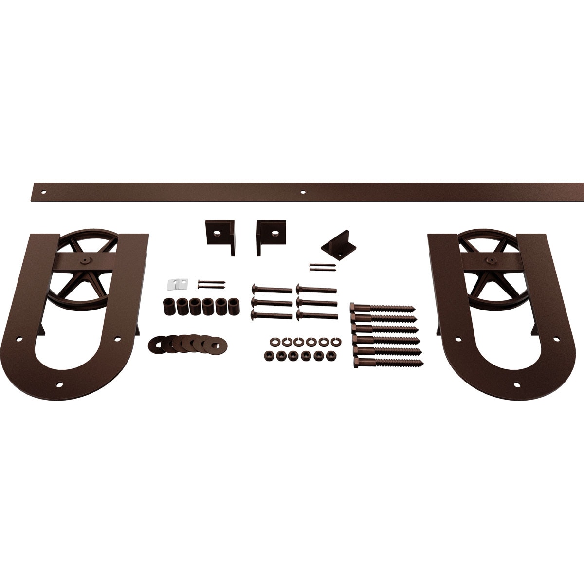 Goldberg Brothers GB600136H2WRB 72-in Rustic Brown Indoor Horseshoe Single Double Barn door hardware kit