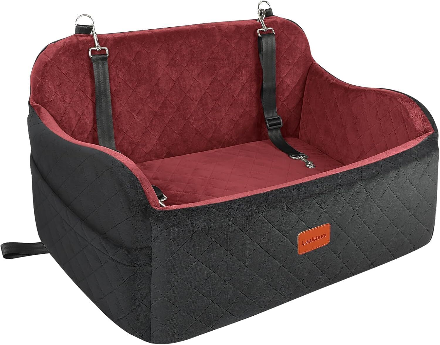 LOVMOR SF-R-CDS-BR Dog Car Seat for Medium or Large Dogs 2 Clip-On Safety Leashs