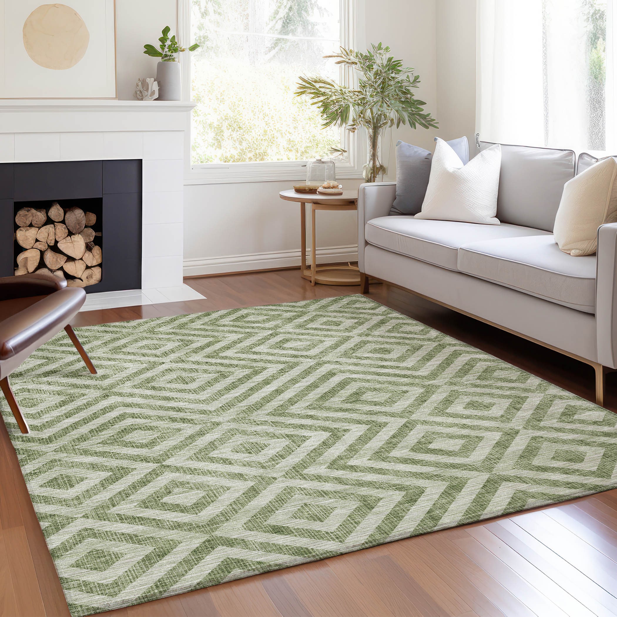 Addison Rugs ACN733GE10X14 Chantille ACN733GE 10 x 14 (ft) Polyester Green Rectangular Indoor/Outdoor Geometric Machine washable Area rug