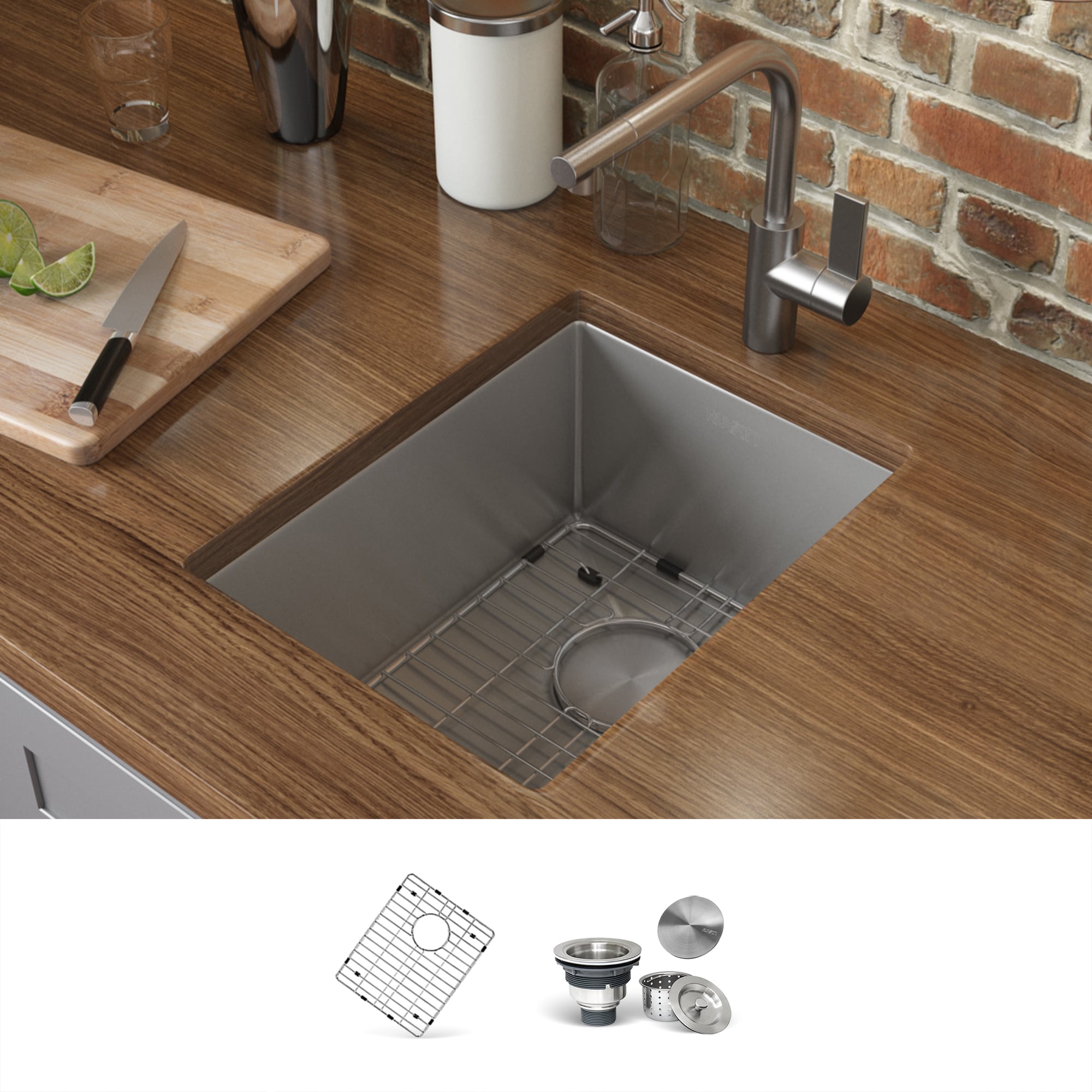 Ruvati RVH7112 Gravena 12-in L x 18-in W Stainless steel No Faucet Hole Undermount Commercial/Residential Bar Sink