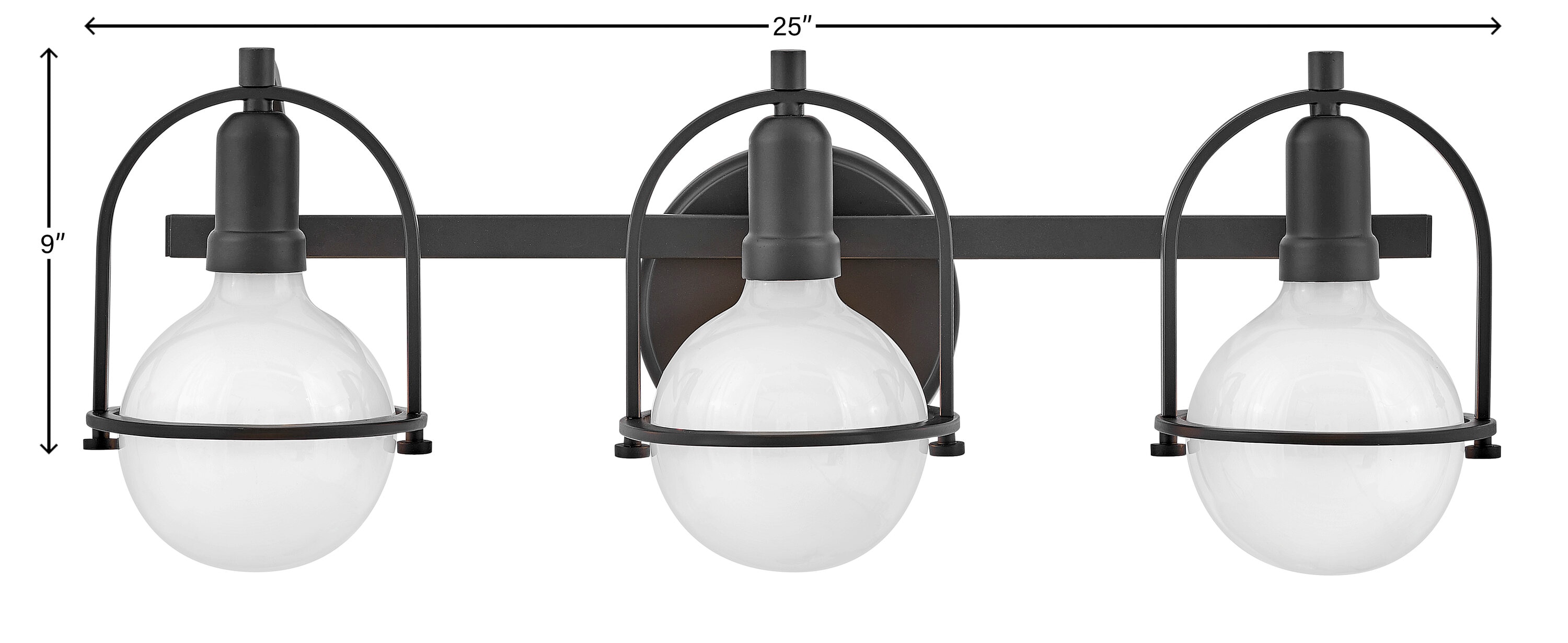 Somerset Elegant Black 3-Light Vanity Fixture with Vintage Appeal