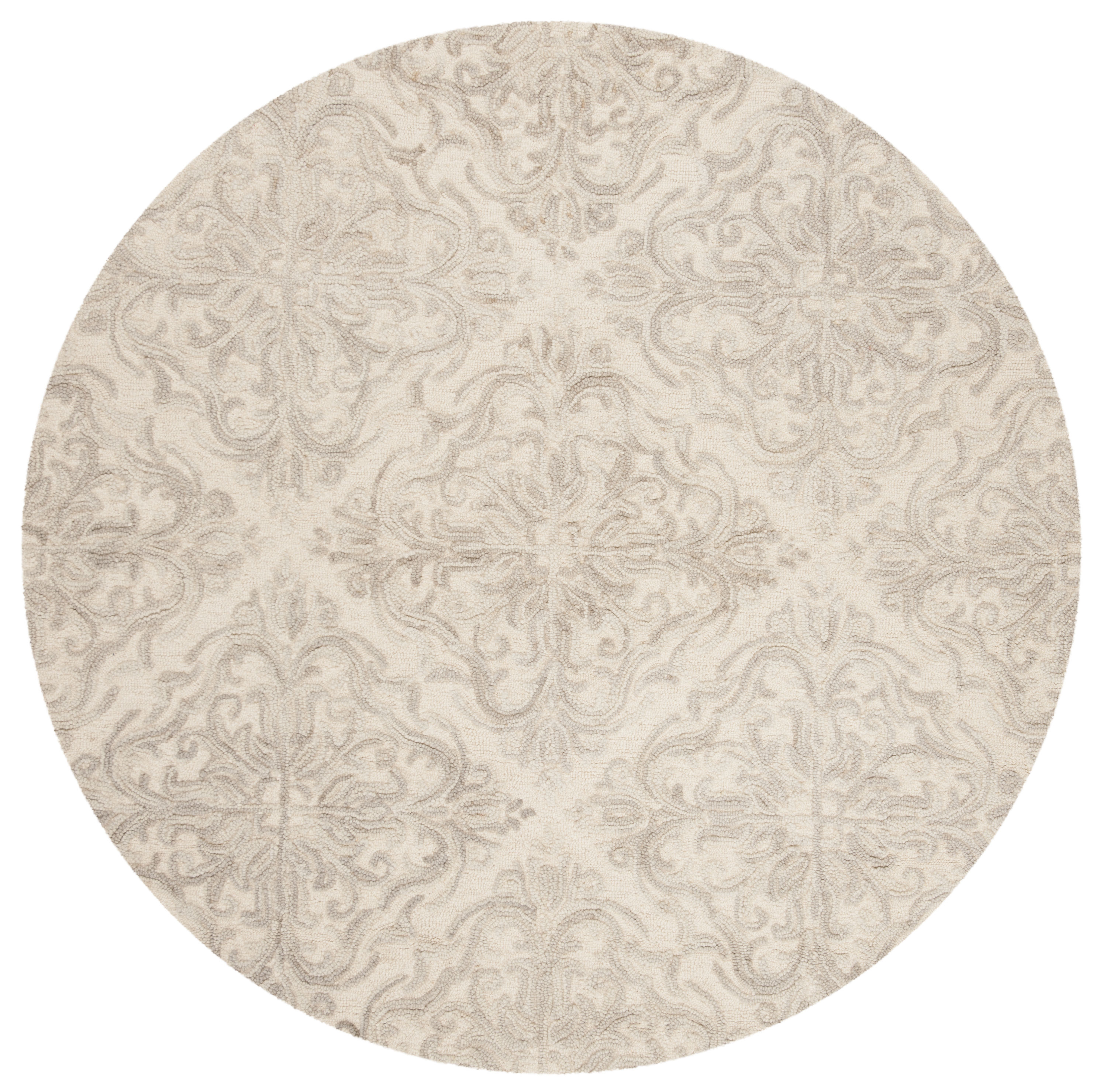 Safavieh BLM103A-6R Blossom Letty 6 x 6 (ft) Tufted Wool Ivory/Gray Round Indoor Floral/Botanical Bohemian/Eclectic Area rug