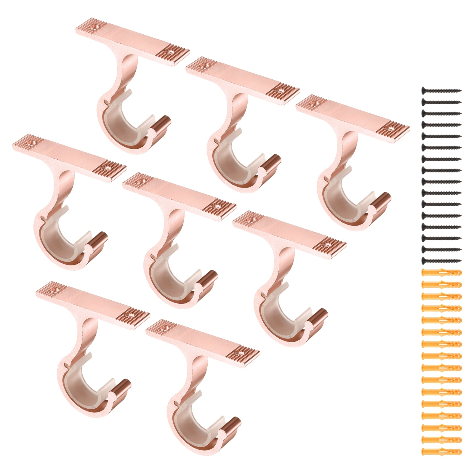 Unique Bargains - 8pcs Ceiling Curtain Rod Holders 85mm Single Drapery Rod Bracket for 1inch Pole...
