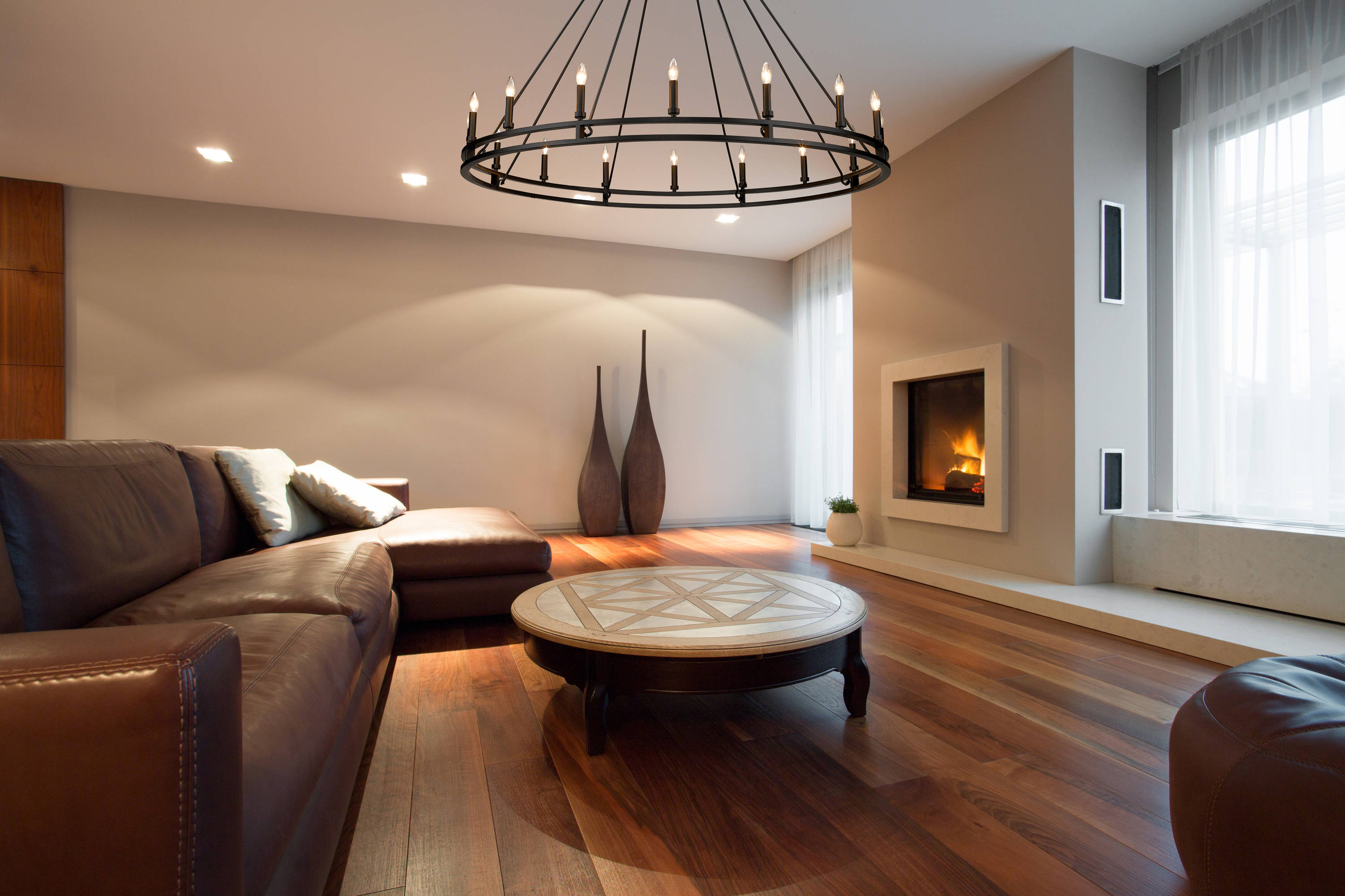Matte Black Iron and Crystal 16-Light Chandelier