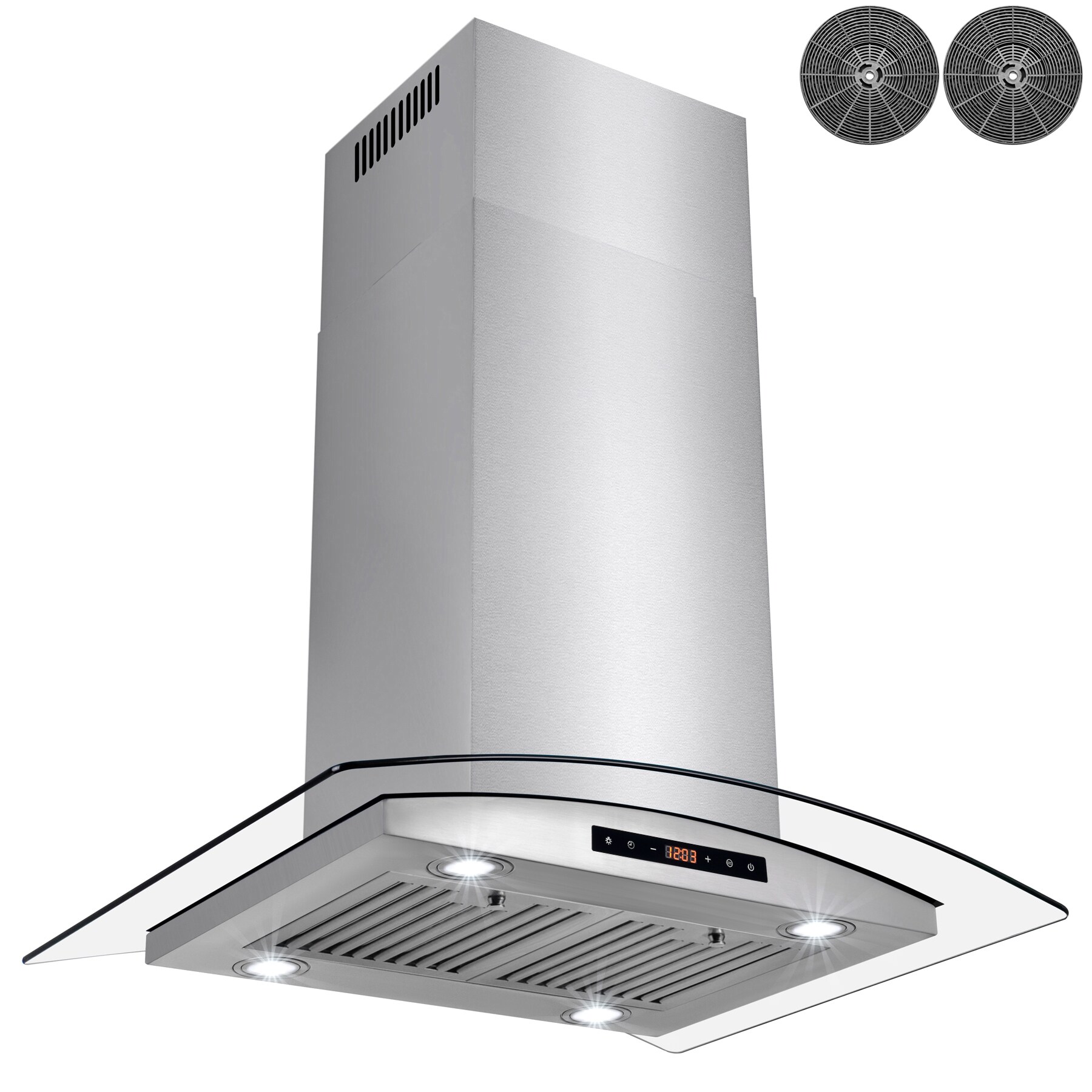 AKDY 36 Wall Mount Stainless Steel Glass Range Hood Touch Panel Control Baffle Filter 