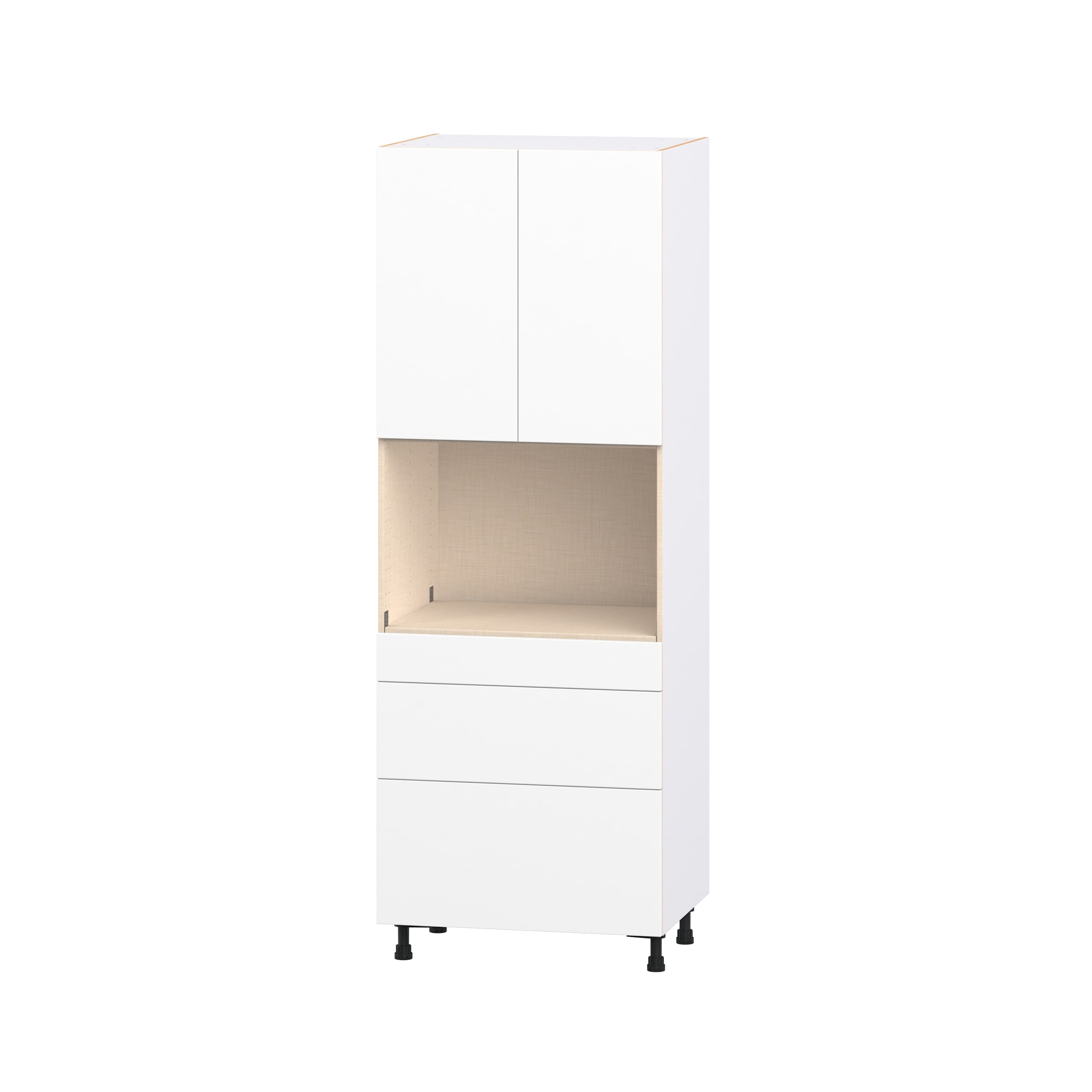 Hugo&Borg DSTM3D3084.5-LA Lasalle 30-in W x 84.5-in H x 24.5-in D Bright White Slab 3 -Drawers Microwave Pantry Fully assembled Cabinet Flat Panel Slab - Thumbnail