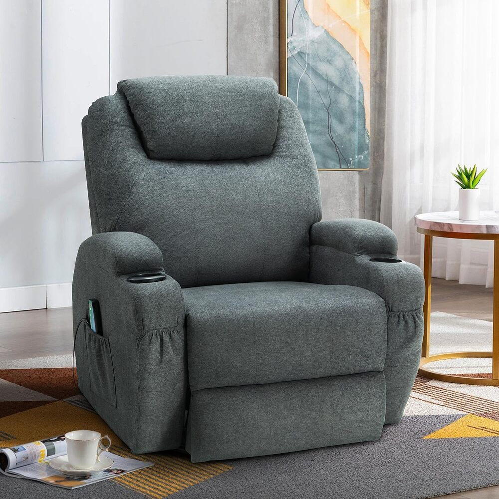 AECOJOY 13003UBU-LS01 Blue Upholstered Swivel Powered Reclining Recliner with Lift Assistance