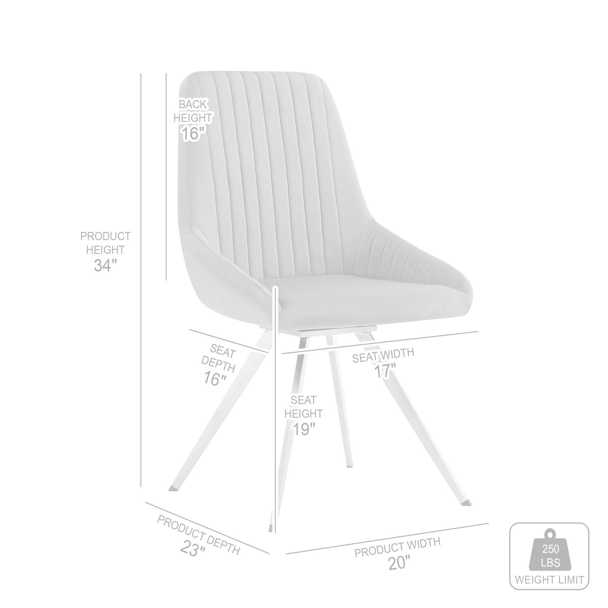Contemporary Gray Velvet Upholstered Swivel Dining Chair
