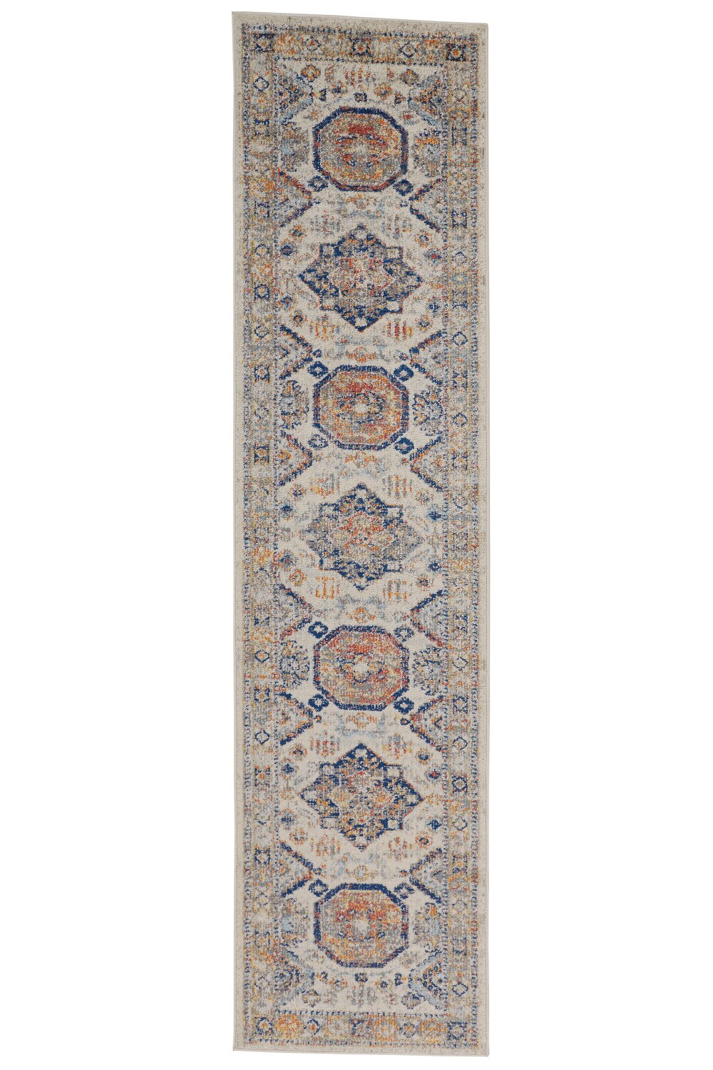 Room Envy I78I3137MLT000I1F Bellini 2 x 10 (ft) Loomed Polypropylene Delphinium Blue/Bright Marigold Rectangular Indoor Medallion Global Runner rug