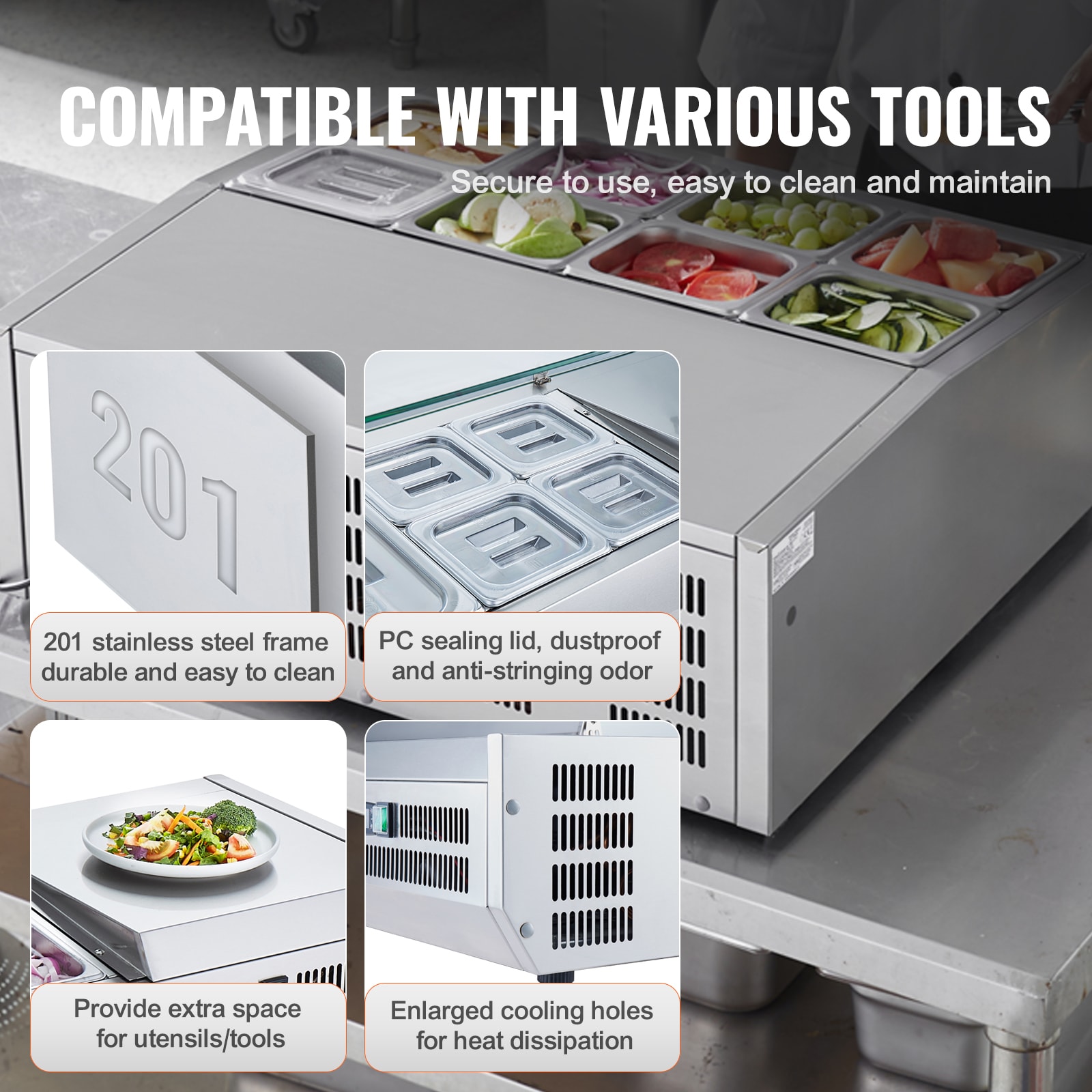 VEVOR KZJHSMCSK13503XB3V1 Refrig-Prep-Tables - View #4