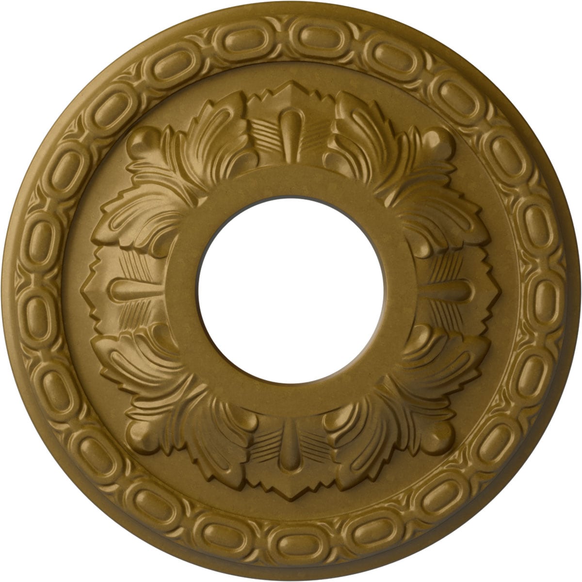 Ekena Millwork CM11LFGLS Leaf 11.375-in W x 11.375-in L Painted Gold Polyurethane Whole Ceiling Medallion