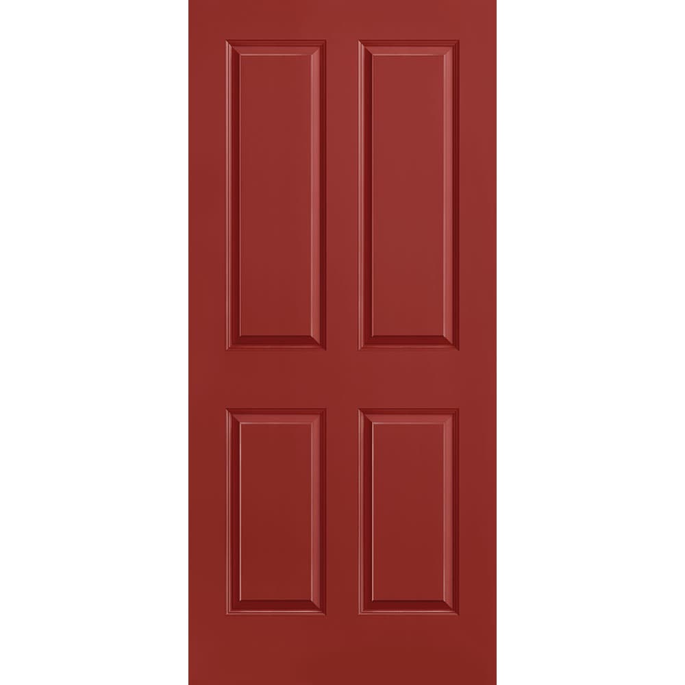 Masonite 1316447 Traditional 36-in x 80-in Barn Red 4 panel square Smooth Solid core Prefinished Molded composite Slab Door