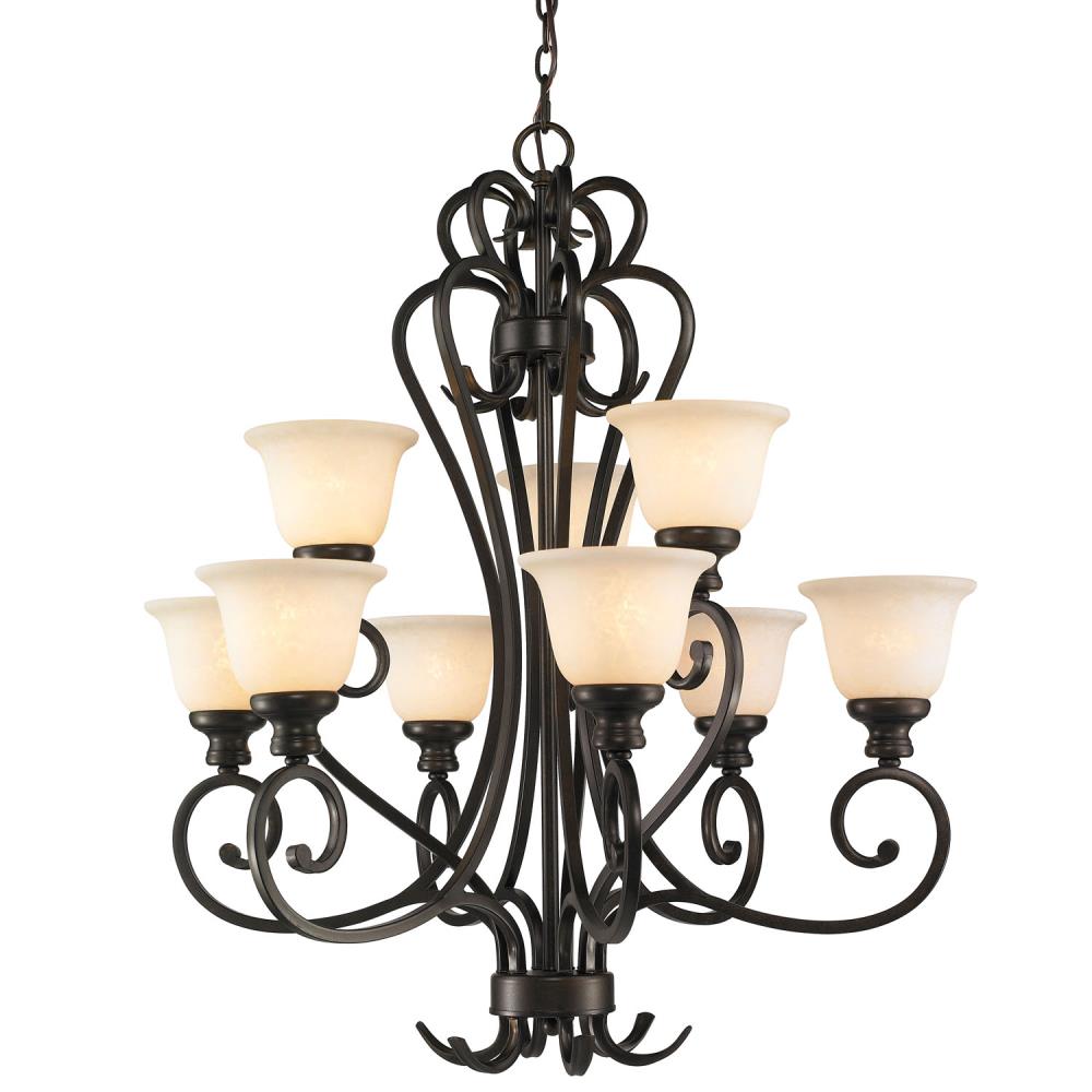 Golden Lighting Heartwood 9-Light Burnt Sienna Traditional Chandelier ...