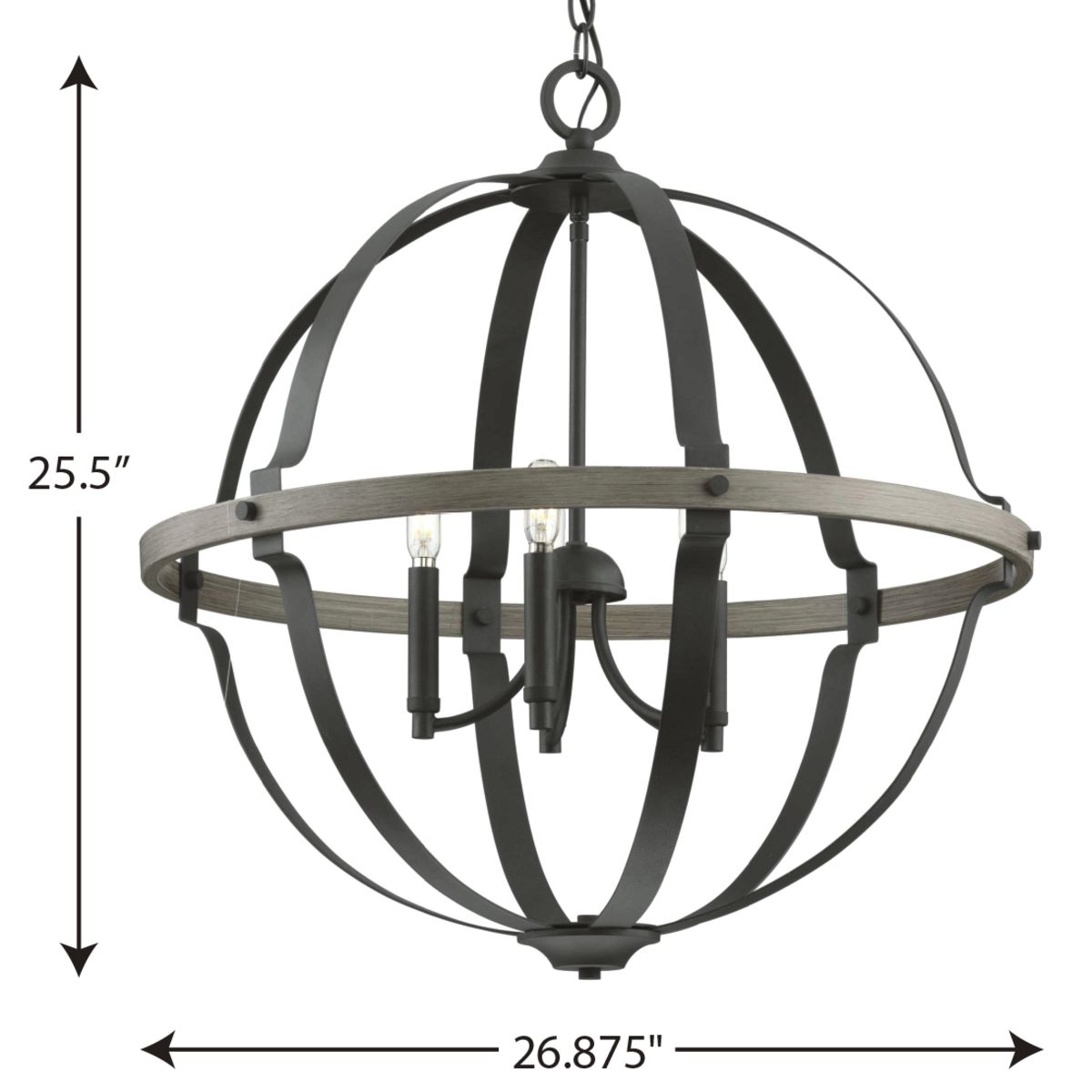 Progress Lighting Lockhart 5-Light Matte Black Farmhouse Geometric Large Hanging Pendant Light