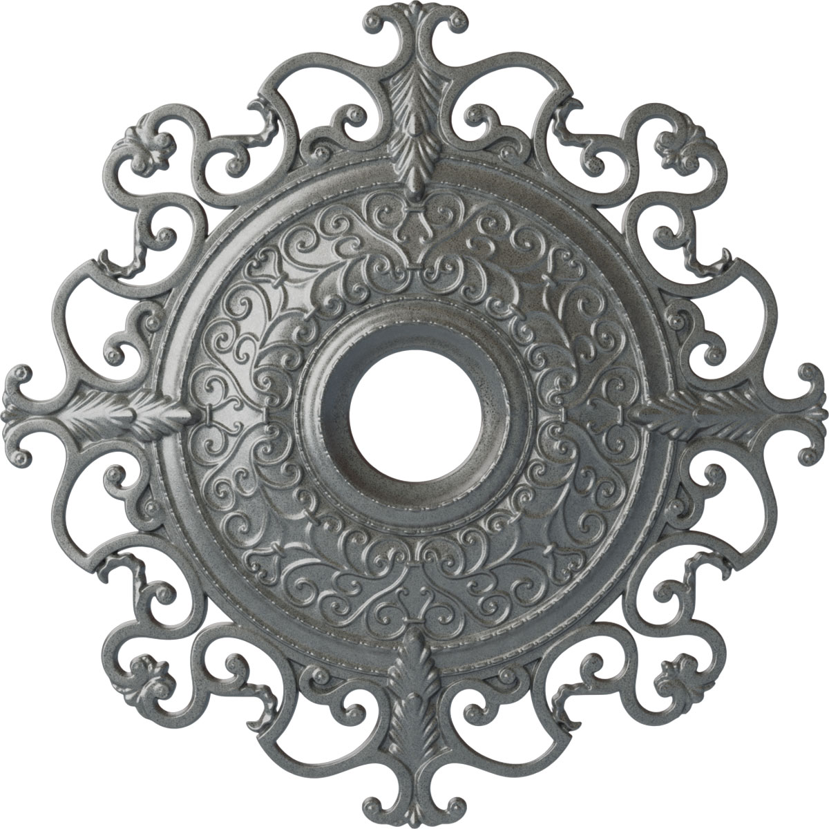 Ekena Millwork CM38OLPLS Orleans 38.375-in W x 38.375-in L Painted Platinum Polyurethane Whole Ceiling Medallion