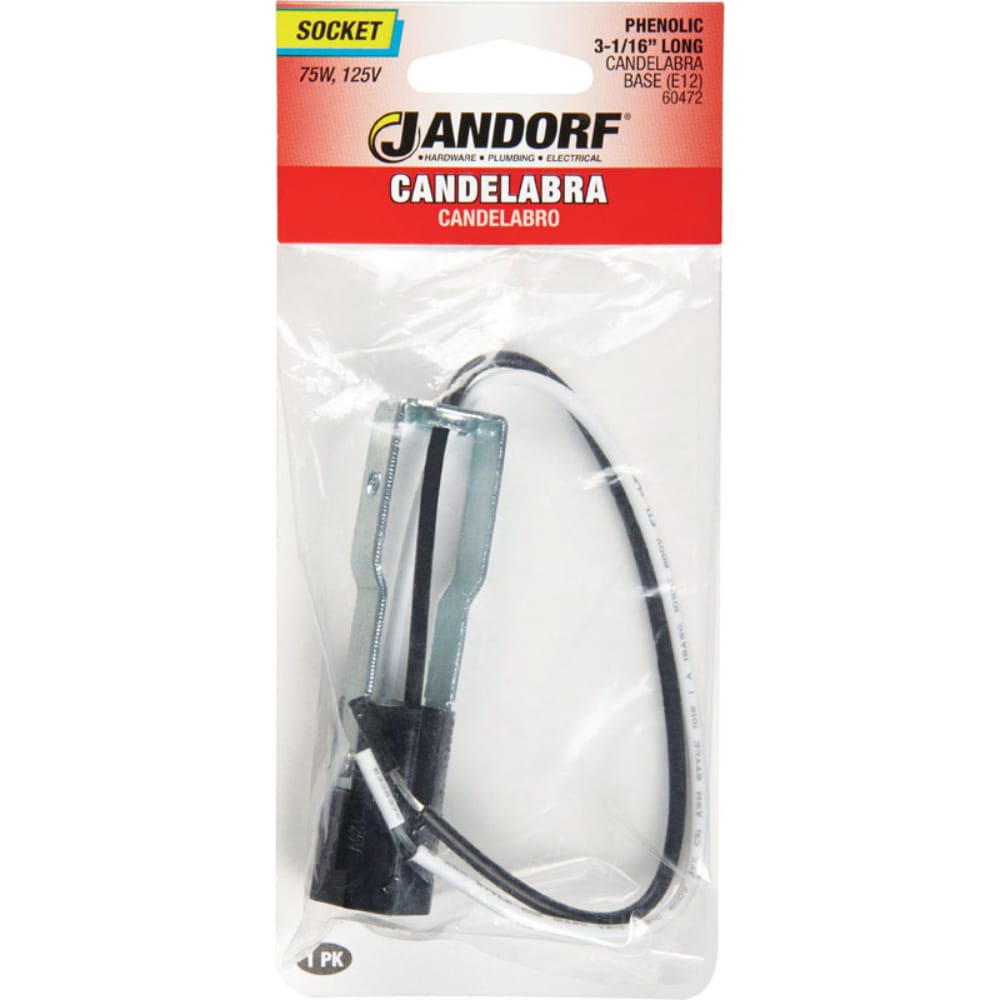 Jandorf  Phenolic Candelabra Base Socket w/Double Leg Hickey 1 pk