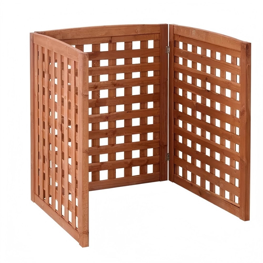 YOSIMFUR Wooden Privacy Fence 32 x 38 inch Air Conditioner Fence 3 Panel Solid Outdoor Wood Privacy Screen with Adjustable Angle Hinge-Reinforced StructureTrash Can Hider Fences for Garden