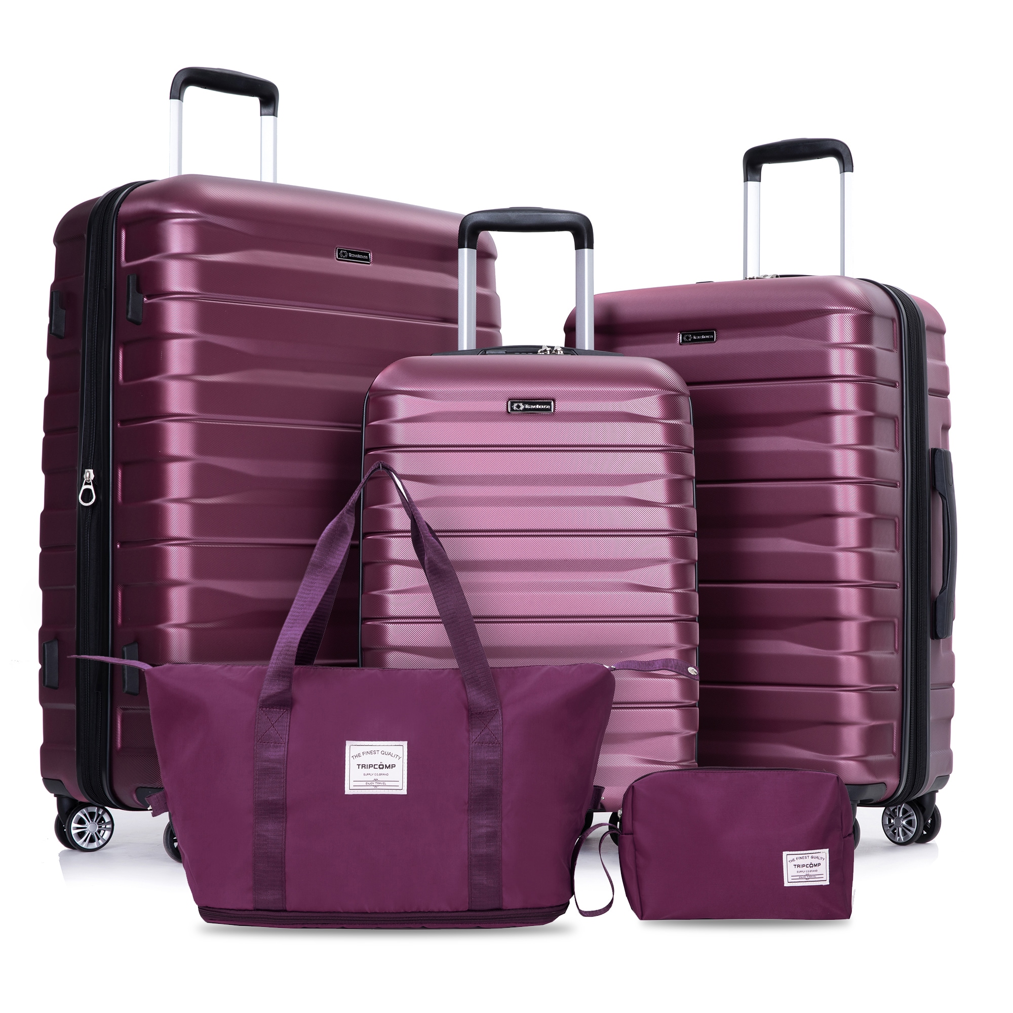 SINOFURN SYD9400014BY 20.3x11.4x30.3 Wine Red Plastic Hardshell Suitcase set 5 -Bag