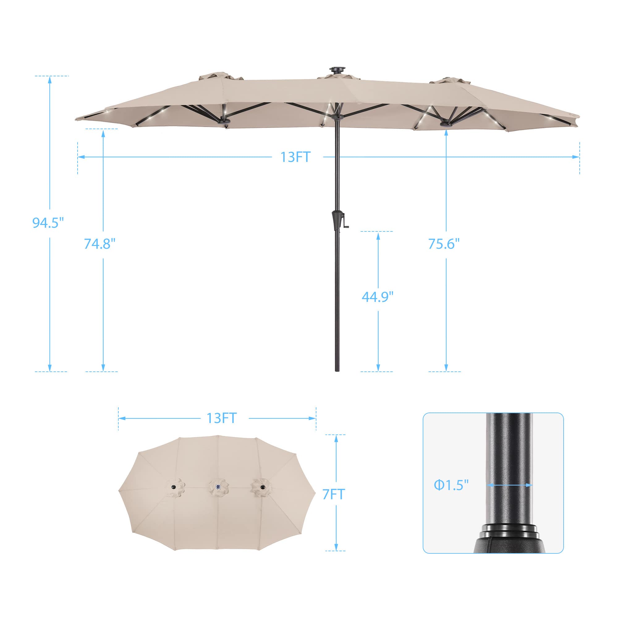 Aok Garden LWP-SM-LED400SD Umbrellas-2 - View #2