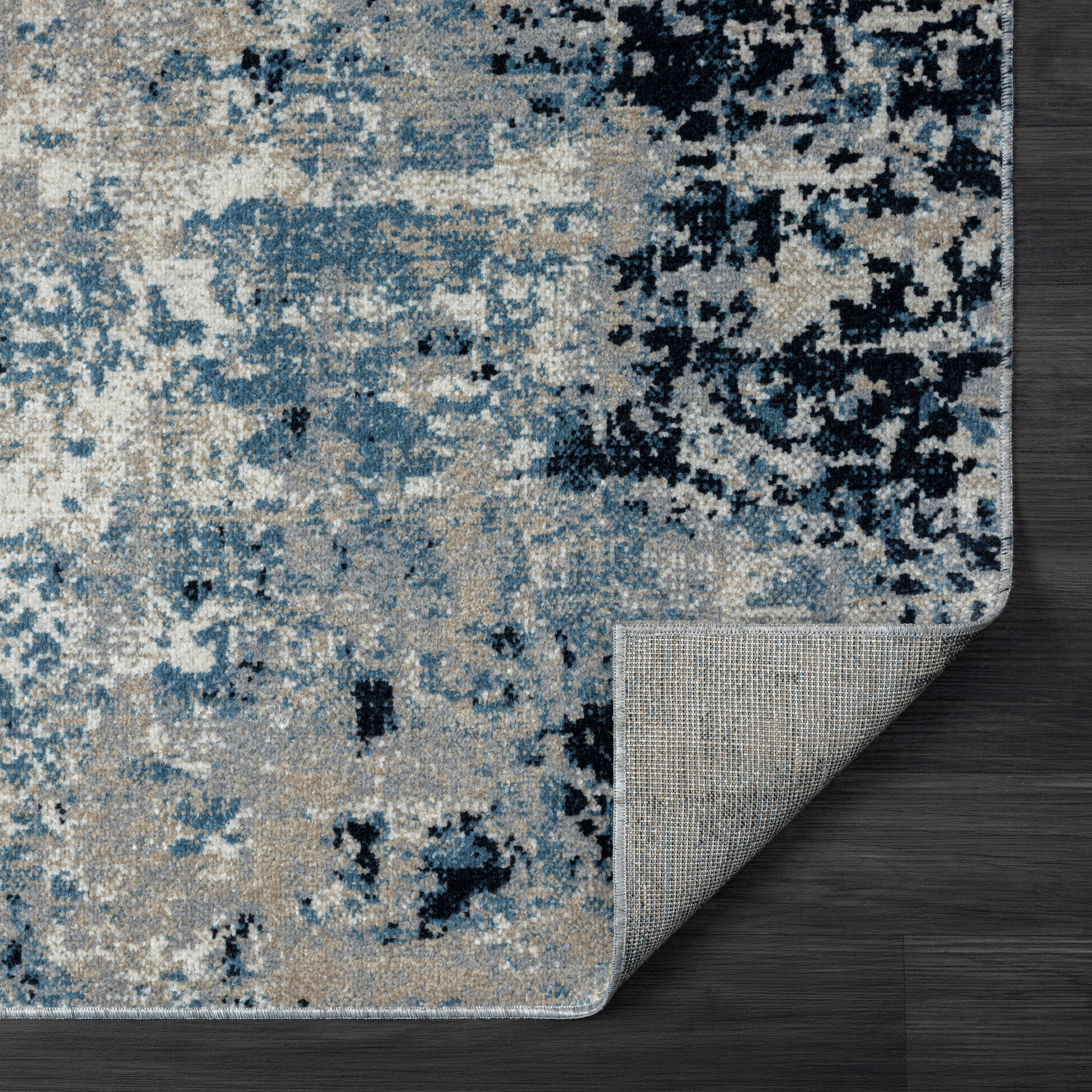 Lellani Blue and Beige Rectangular Synthetic Kids Area Rug, 8' x 10'