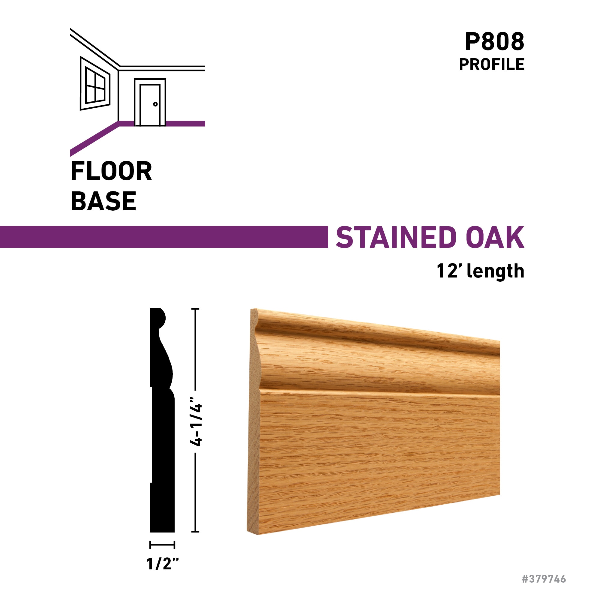 RELIABILT P 808 12 OAKGO Baseboard-Moulding - View #3