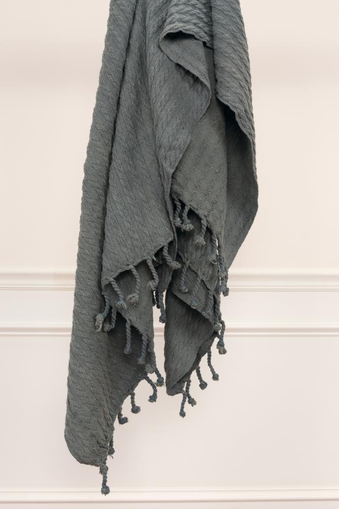 Rizzy Home THRTH0586DR005060 Decorative Blanket Gray 50-in x 60-in Cotton Throw