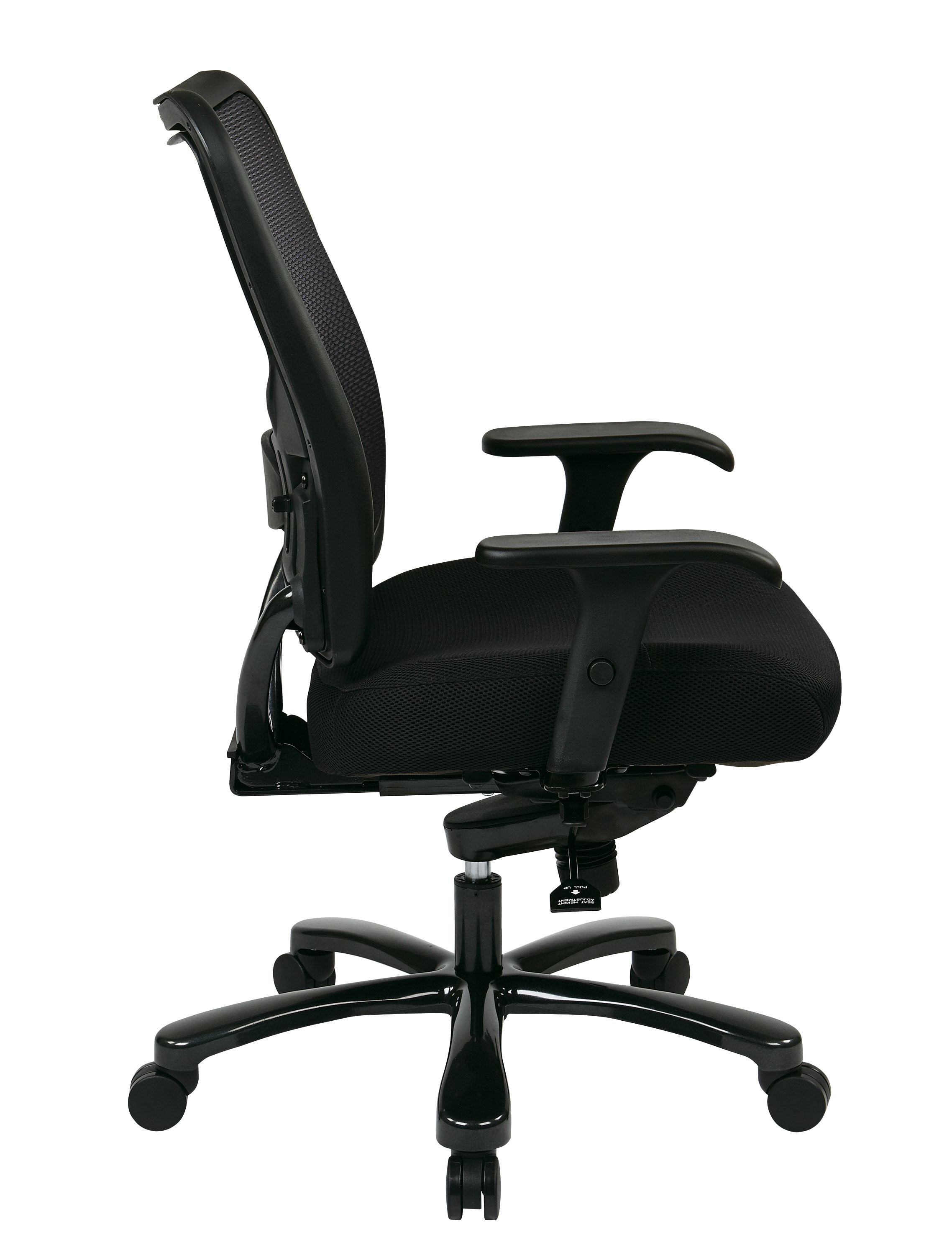 Black Mesh and Leather Executive Swivel Chair with Adjustable Arms
