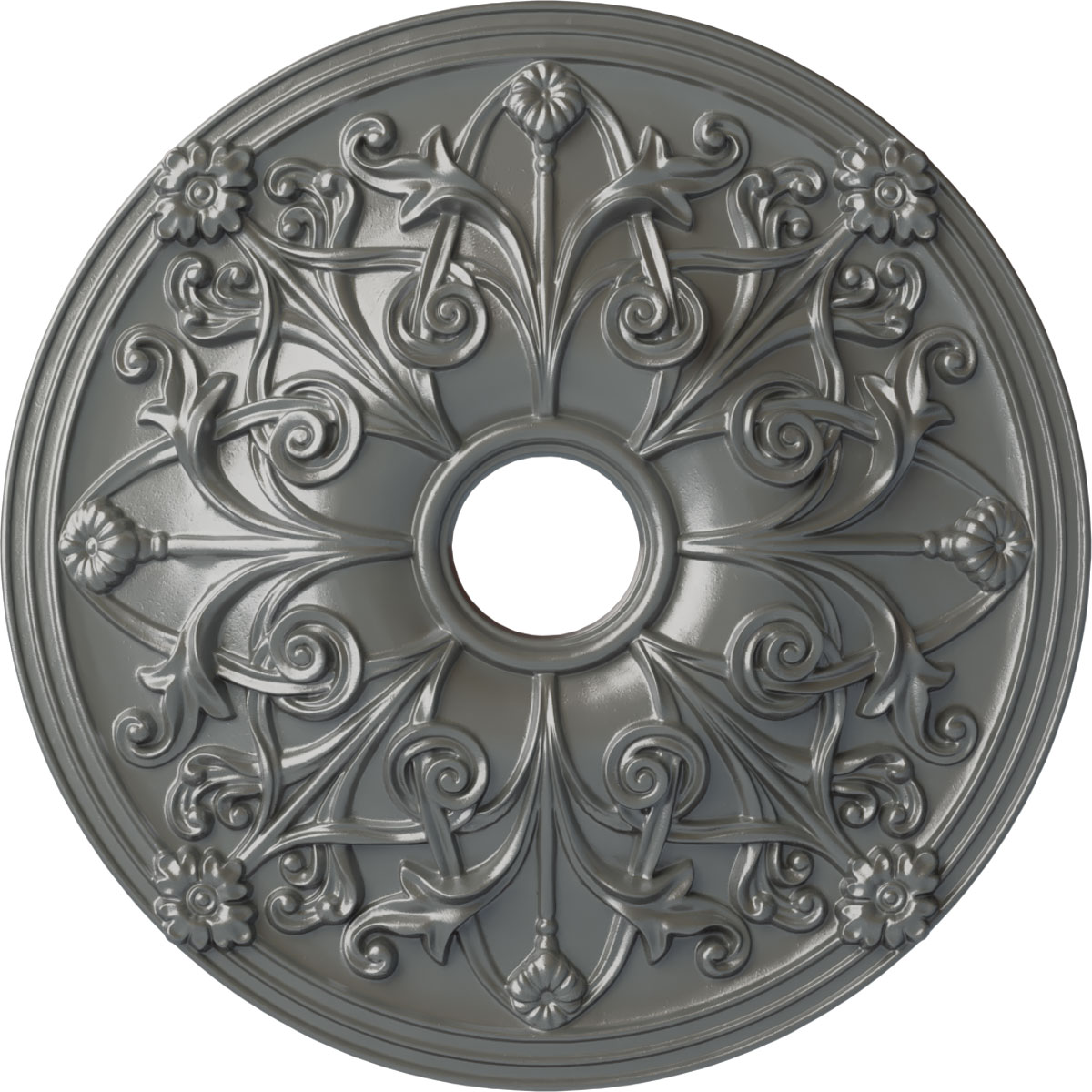 Ekena Millwork CM23JASLS Jamie 23.625-in W x 23.625-in L Painted Silver Polyurethane Whole Ceiling Medallion