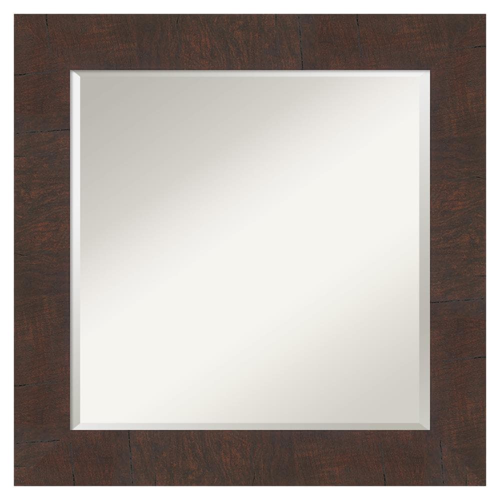 Amanti Art DSW4960876 Wildwood 25.25-in x 25.25-in Framed Square Bathroom Vanity Mirror ( Walnut Brown )