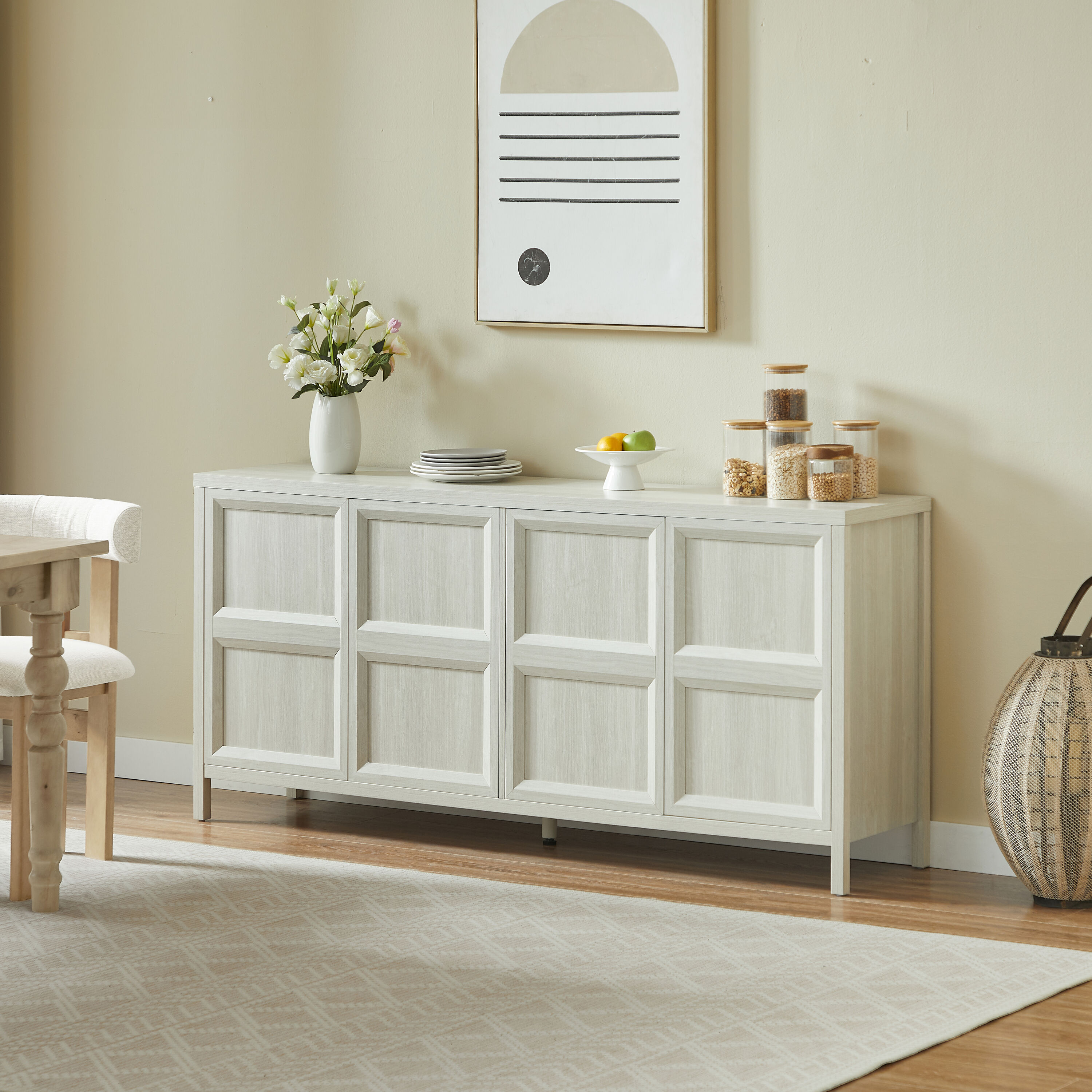 JUSHUA - 67inch Modern sideboard storage cabinet with tip-on opening soft-close hinges tilt-proof...