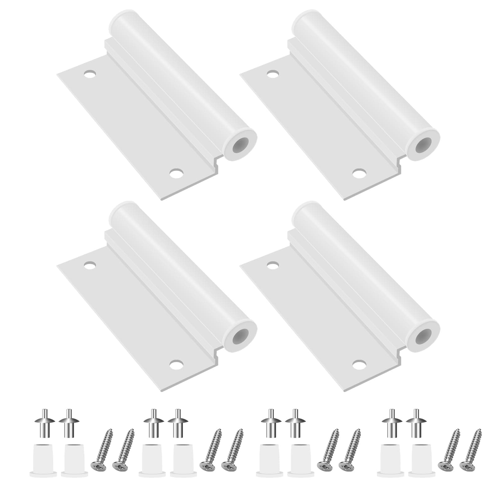 Misopily  4 pcs 2579475 White Wide Lower Screen Door Leaf Hinge with Screws Durable Replacement Butt Hinges for Insect Screen Doors Easy Install