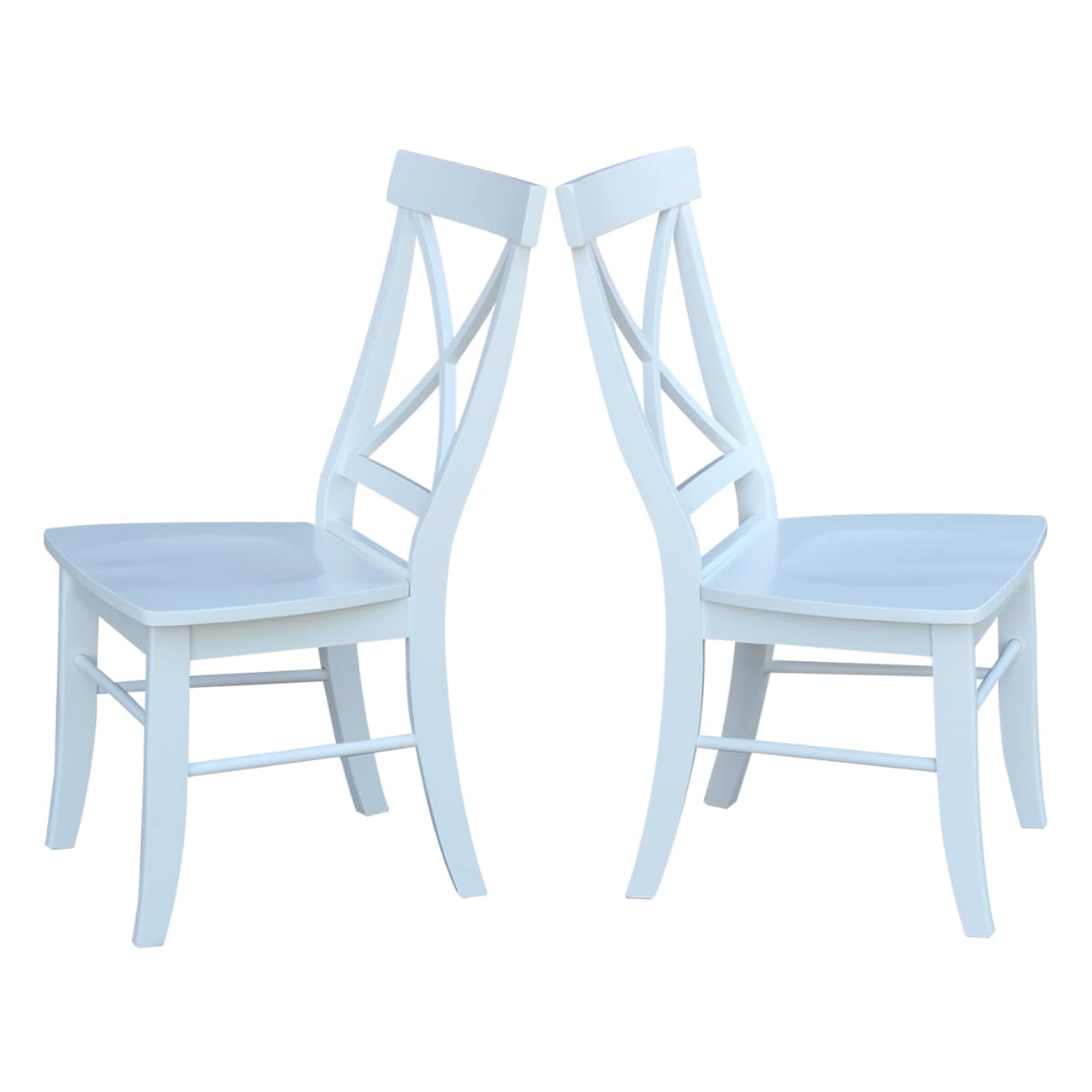 White High Cross Back Solid Wood Side Chair