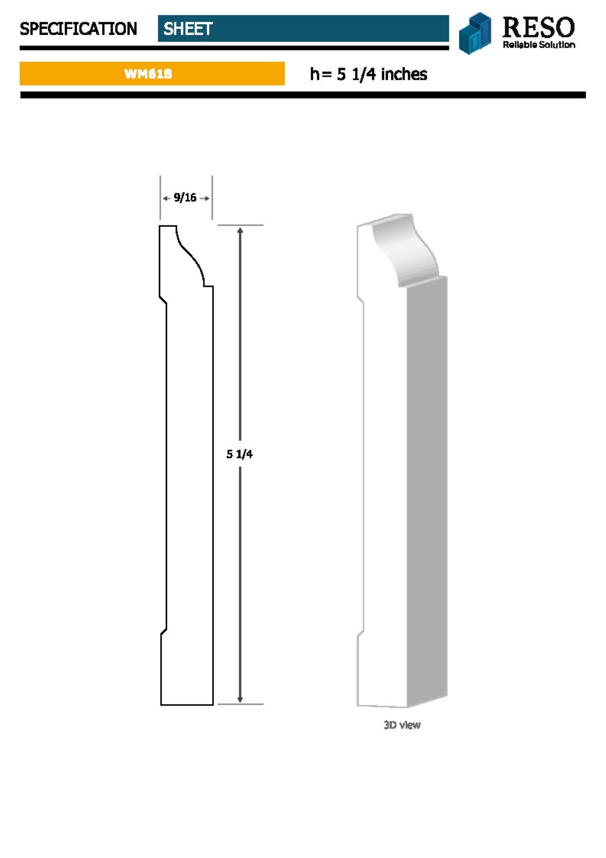 RESO RMB-618-96-10 Baseboard-Moulding - View #2