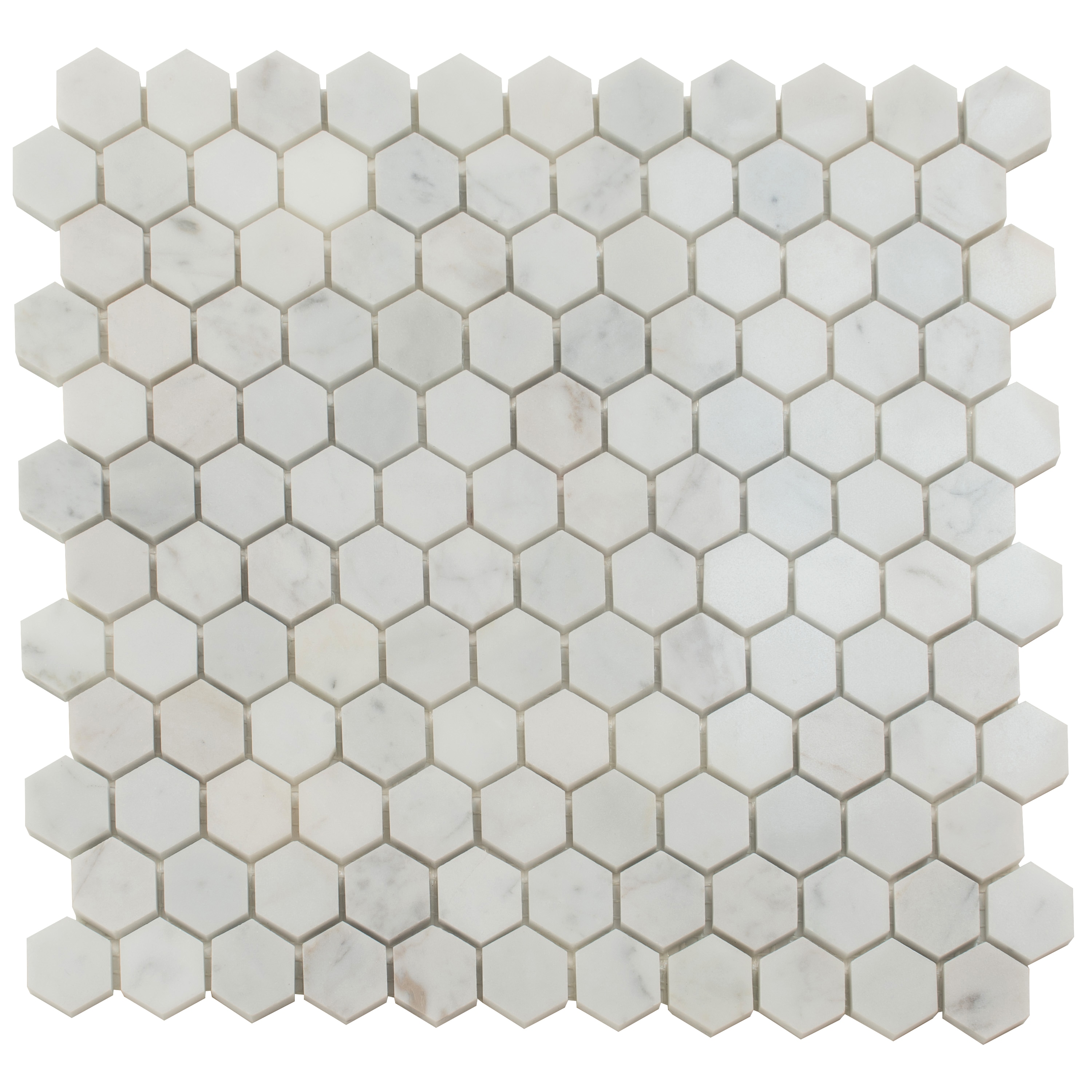 Apollo Tile APLKB88G02PA Heritage White 12-in x 12-in Polished Natural stone Patterned Hexagon Mosaic Floor and Wall Tile ( 4.55-sq ft Carton )