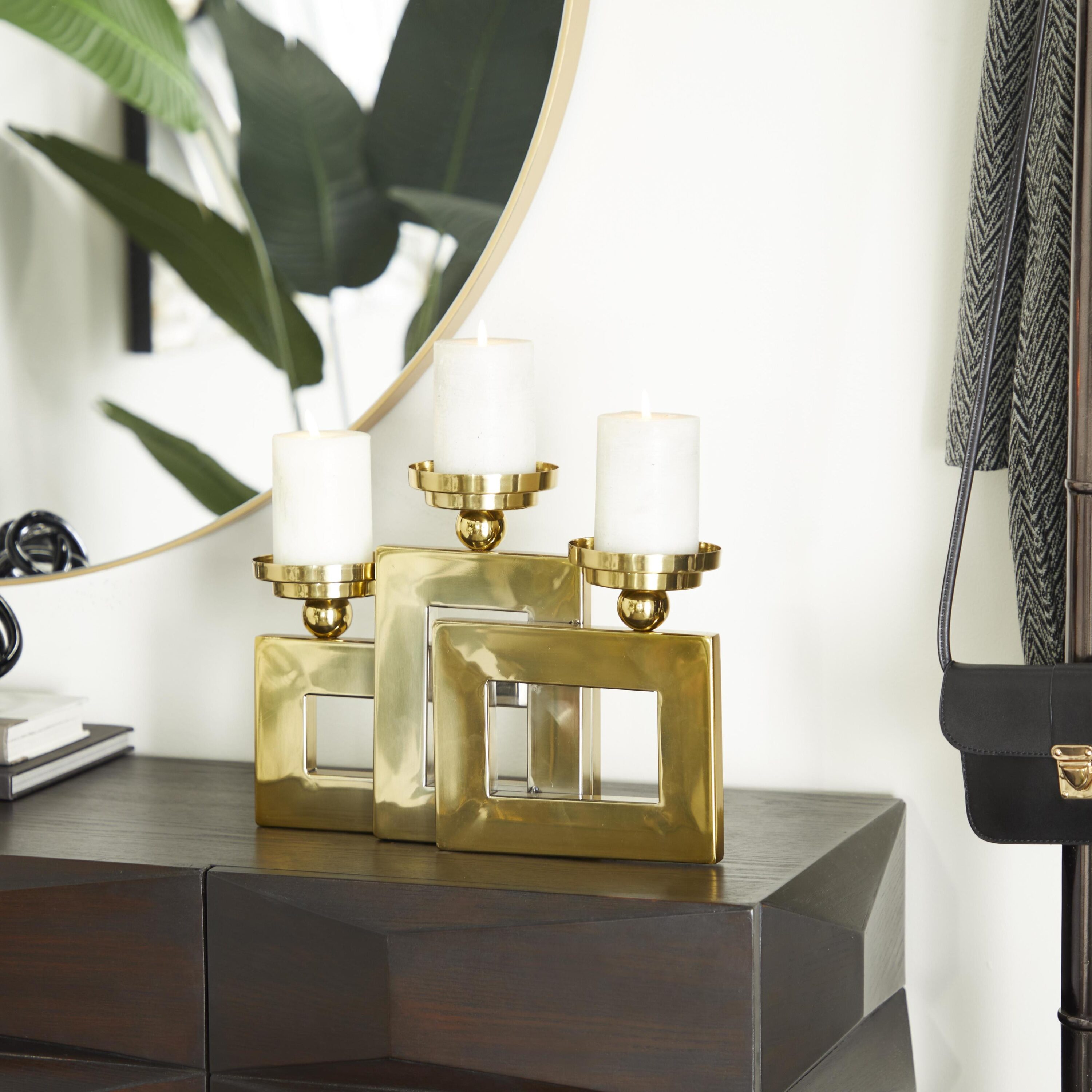 Grayson Lane 45201 3 Candle Stainless steel Pillar Candle Holder