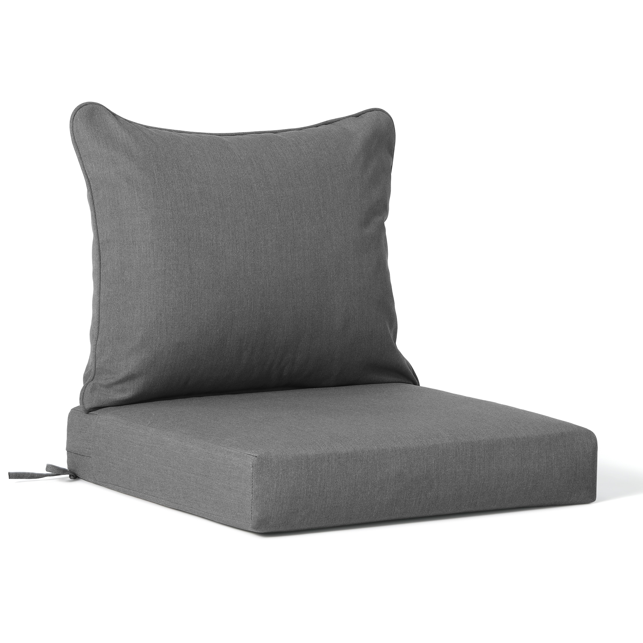 Westin Furniture OD3004-GY FadingFree 25.5-in x 25-in 2 -Piece Gray Deep seat patio chair cushion