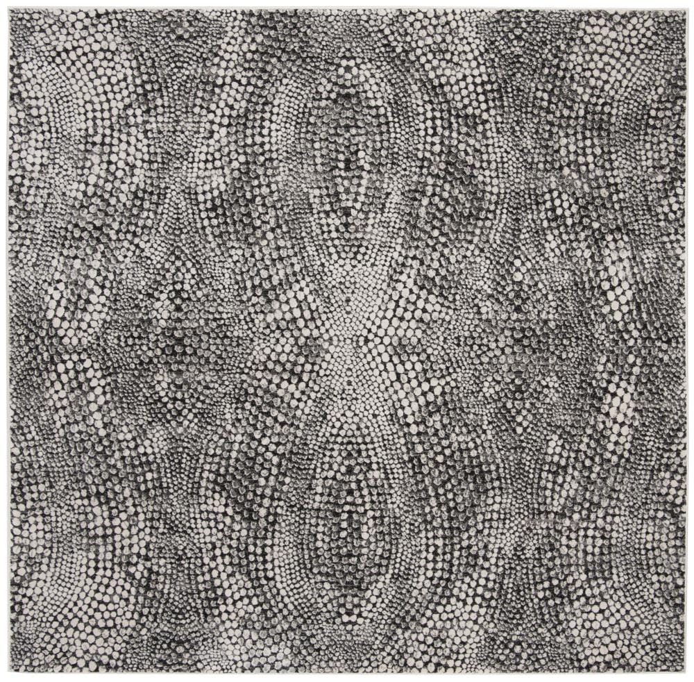 Gray Abstract High Pile Square Area Rug
