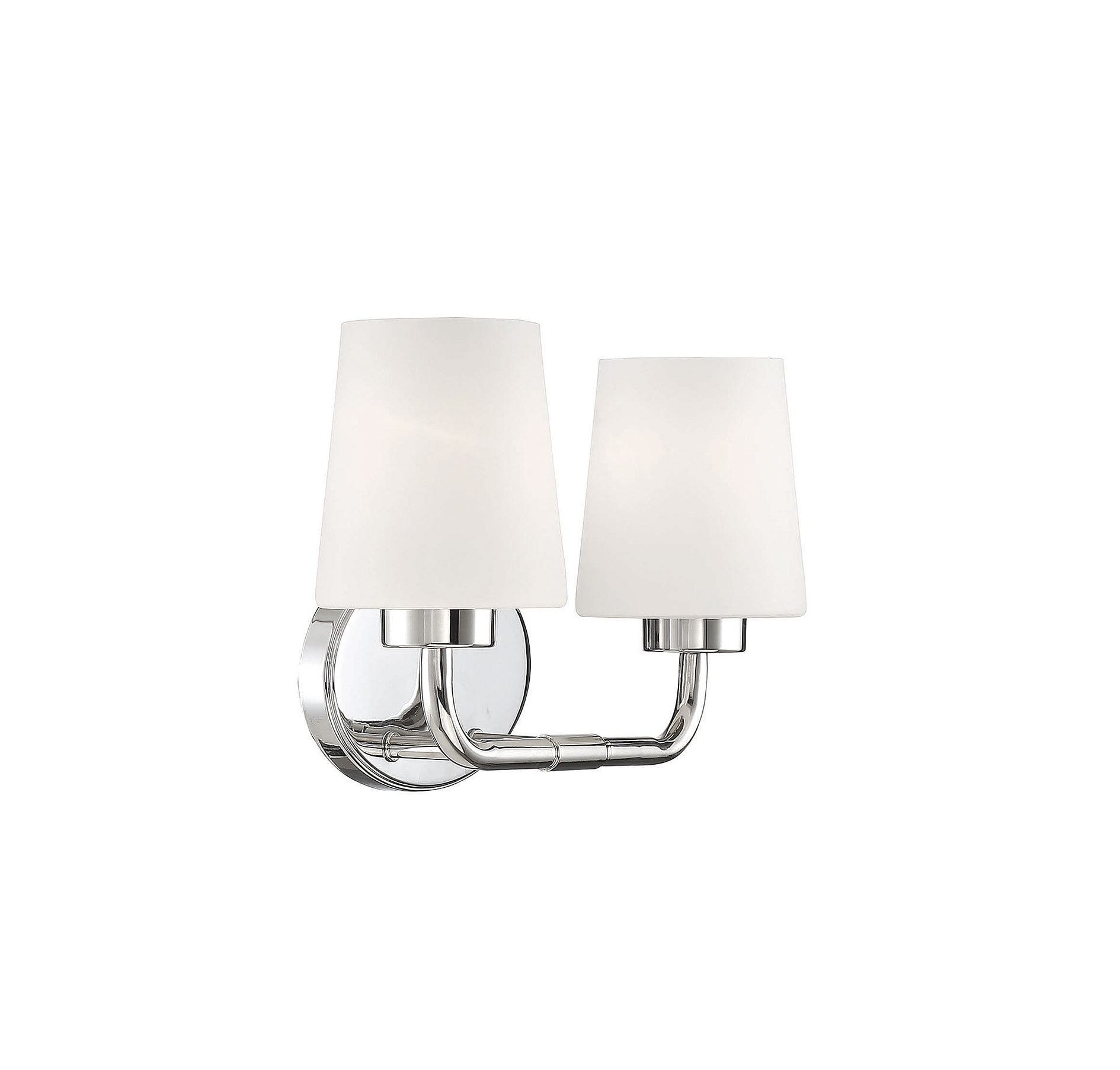 Capra Polished Nickel 2-Light Vanity with White Opal Glass Shades