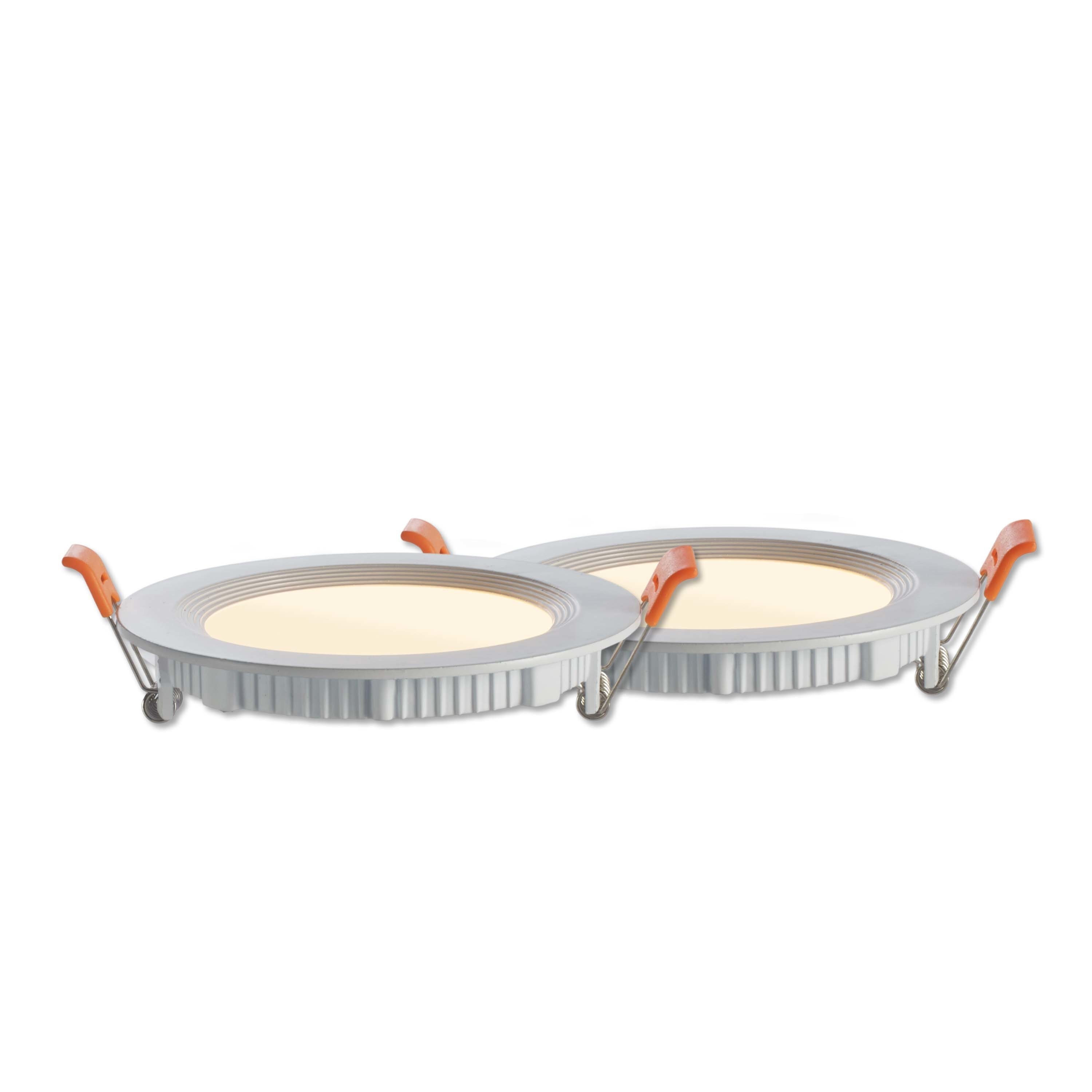 Bulbrite 861671 White 6-in 1100 -Lumens Cool White Round Dimmable LED Canless Damp rated Recessed Downlight 2 -Pack