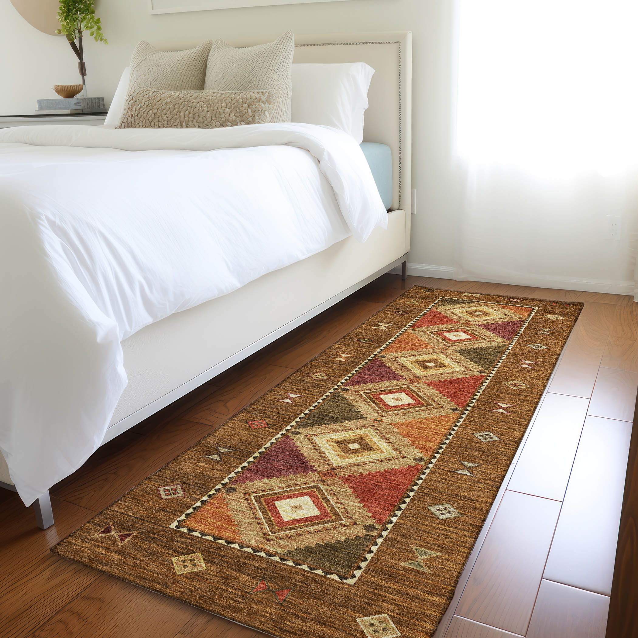 Addison Rugs AMF177BR2X8 Mayfield AMF177BR 2 x 7 (ft) Loomed Polyester Brown Rectangular Indoor Geometric Machine washable Area rug