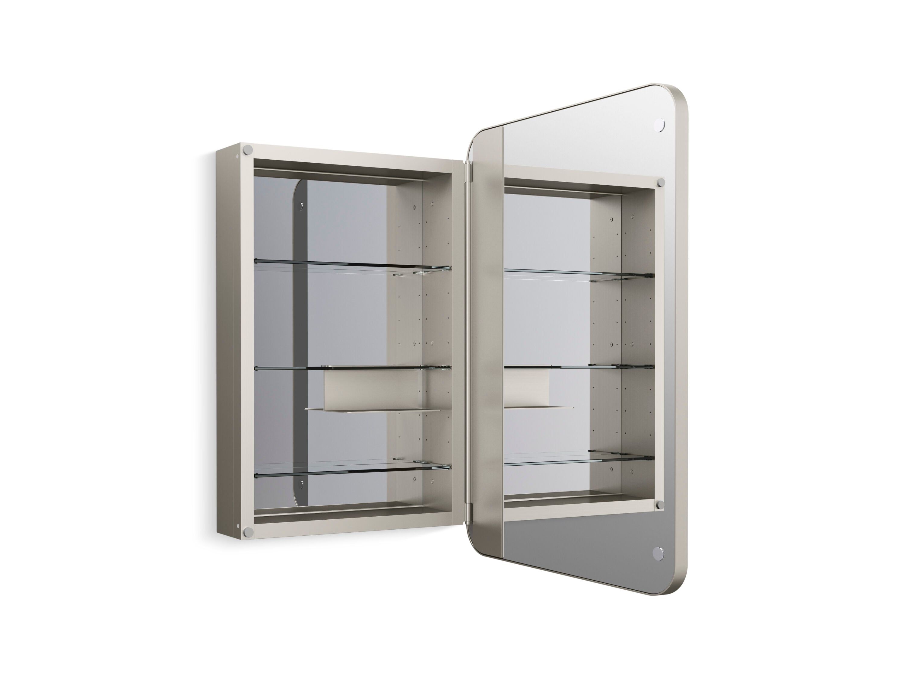 KOHLER Verdera 22-in x 34-in Surface/Recessed Mount Brushed Nickel Mirrored Medicine Cabinet
