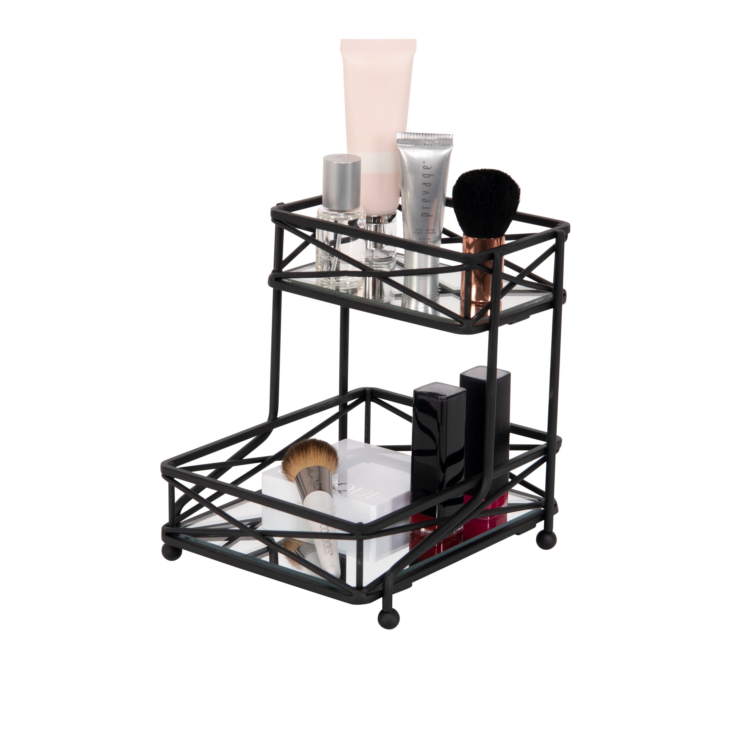 Home Details 2 Tier Vanity Tower in Rose Gold - Metal Bathroom Accessories  with Mirrored Bottom - Satin Finish - 10.25x 6.5x 6.70 inches in the  Bathroom Accessories department at