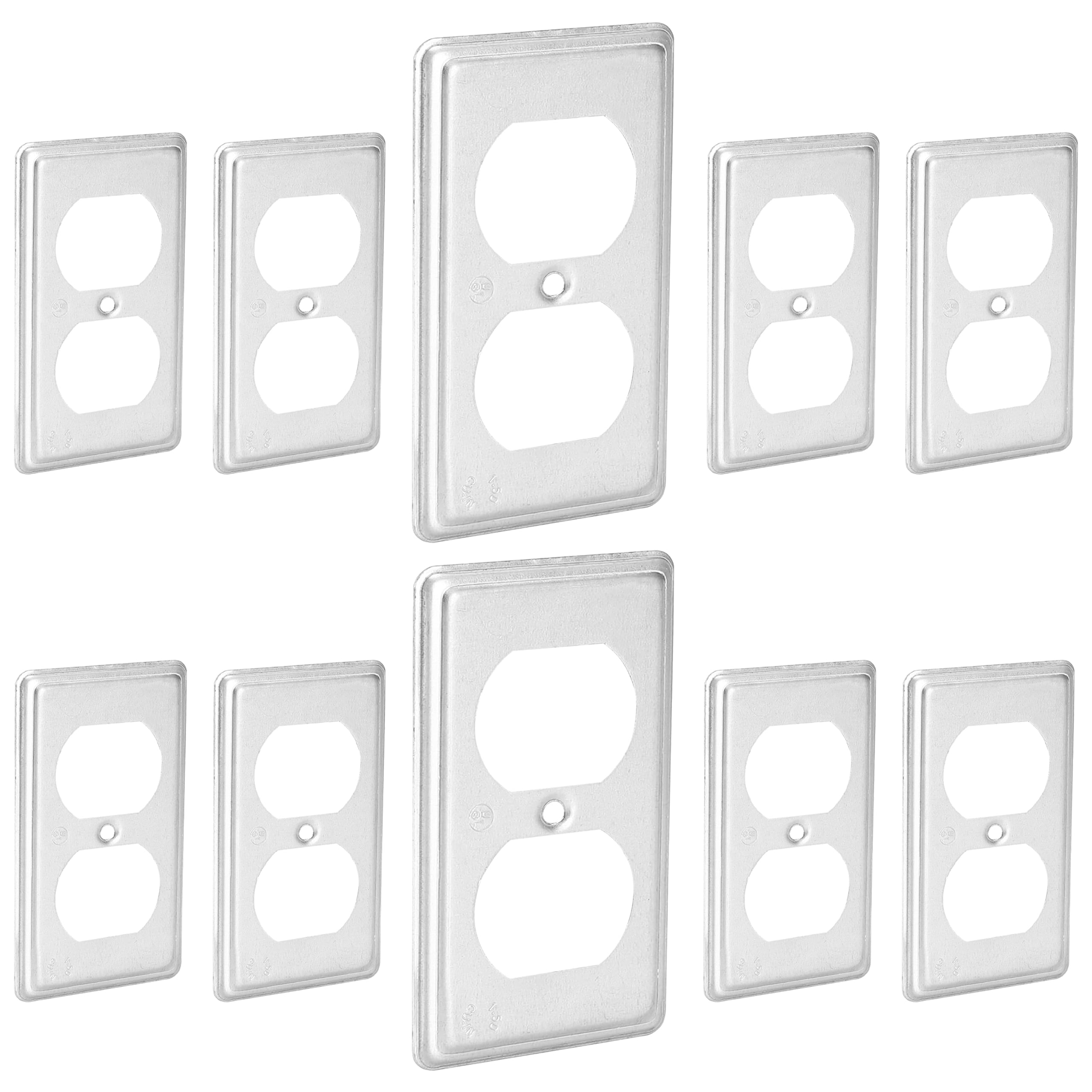 OHLECTRIC 4X2 Duplex Receptacle Metal Wall Plate 10 Pack 1 Gang Electrical Box Cover Plate Exposed Outlet Junction Box Cover Single Duplex Heavy Duty Steel Junction Box Covers #OL864-10