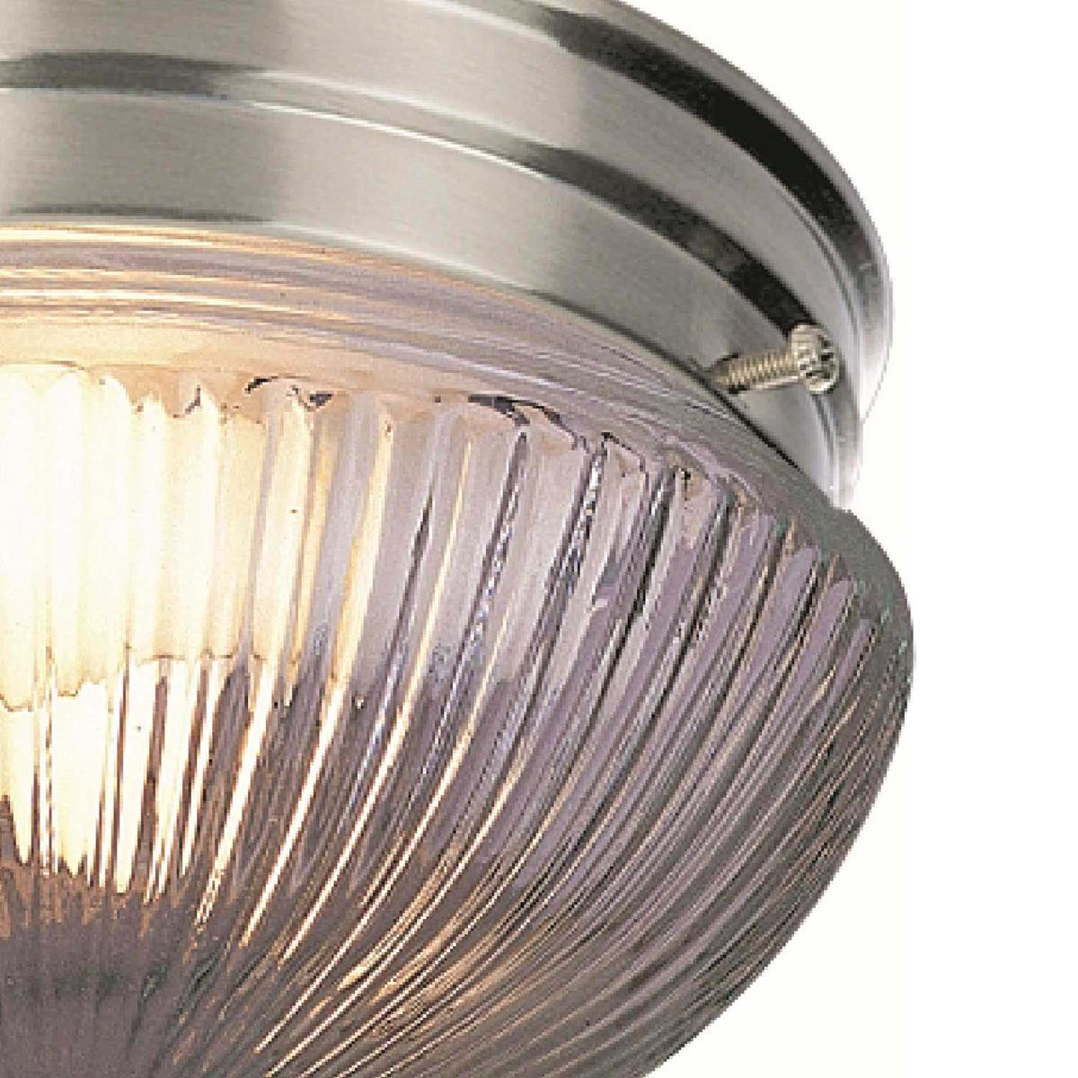 Brushed Nickel 2-Light Flush Mount with Ribbed Glass